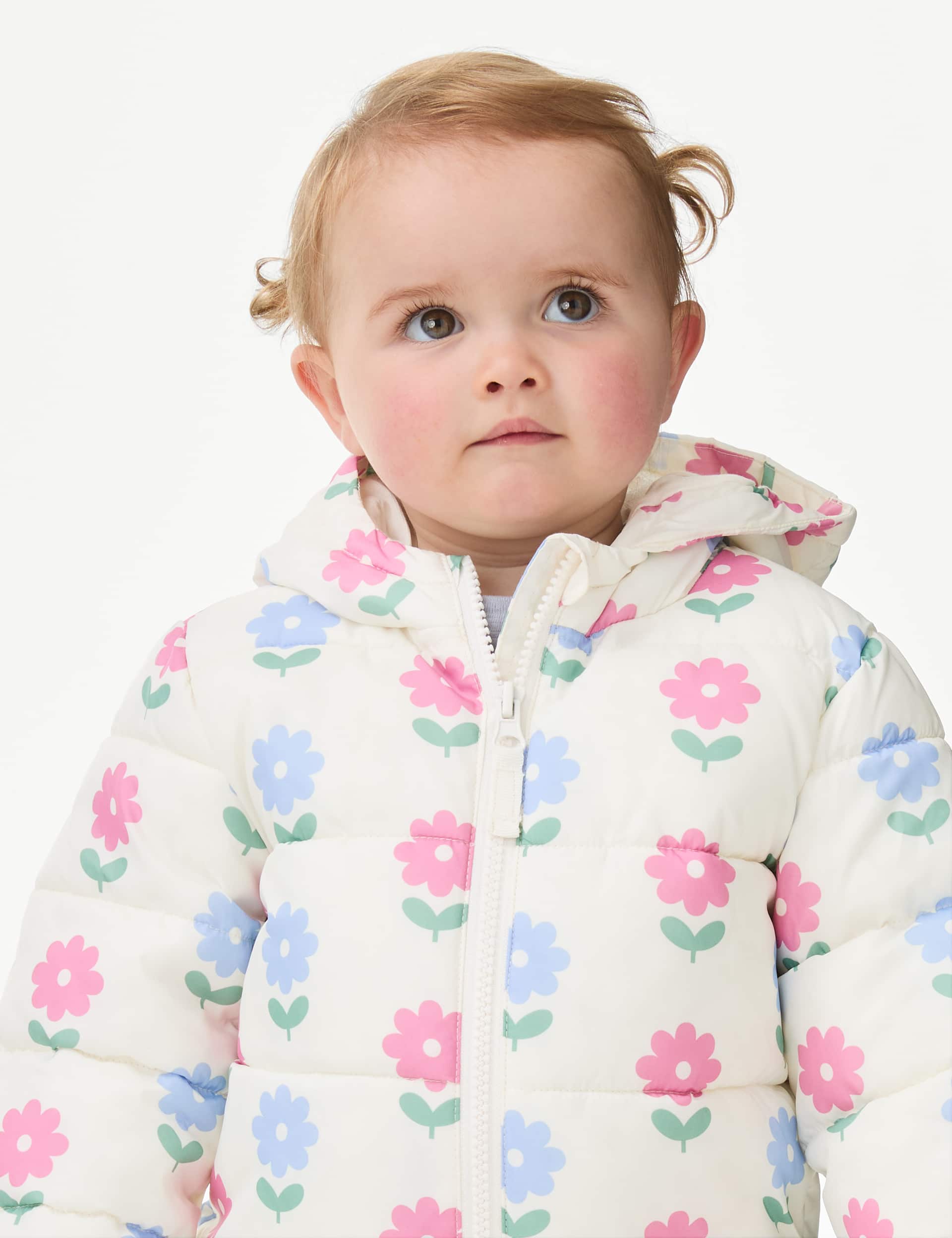 M&S Girls Stormwear  Floral Lightweight Padded Jacket (0-3 Yrs)