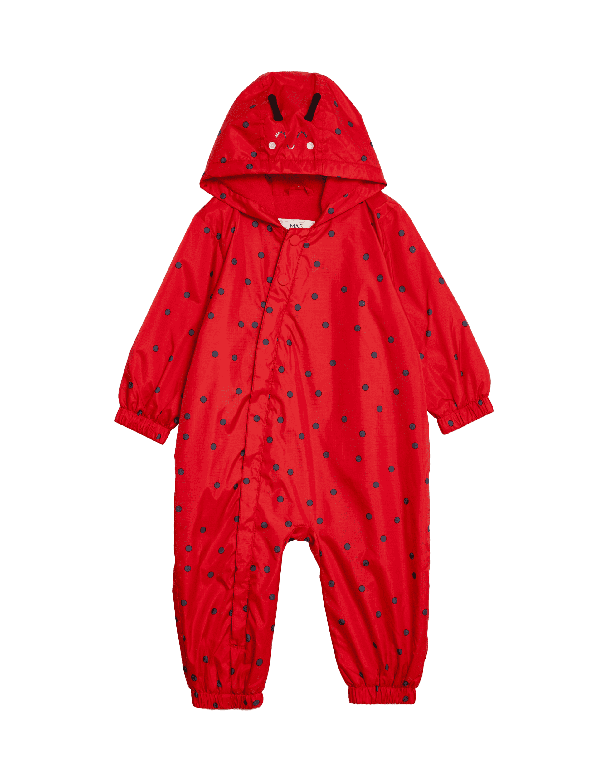 M&S Collection Girls Ladybird Stormwear Puddlesuit (0-3 Yrs) - 12-18 - Red Mix, Red Mix