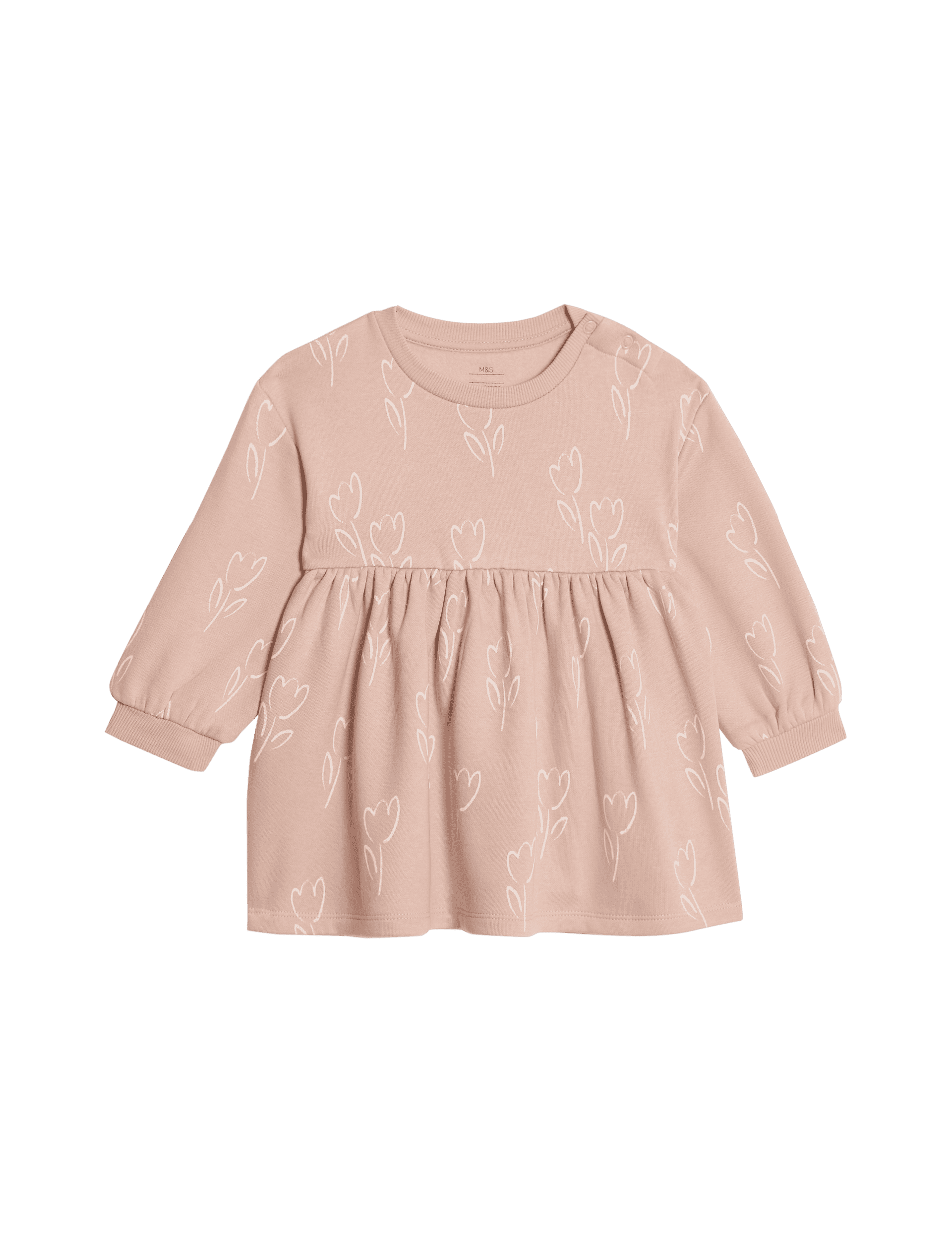 M&S Collection Girls Cotton Rich Patterned Dress (0-3 Yrs) - 3-6 M - Pink, Pink