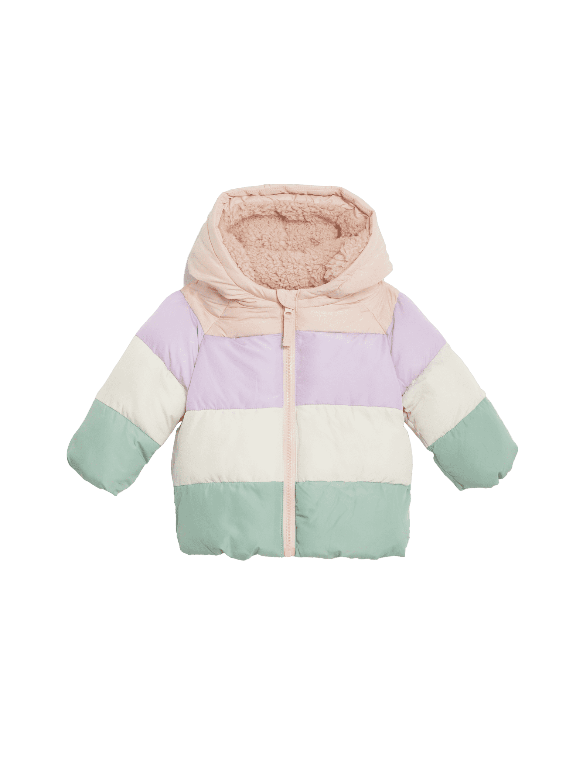 M&S Collection Boys Stormwear Padded Borg Lined Coat (0-3 Yrs) - 3-6 M - Pink Mix, Pink Mix