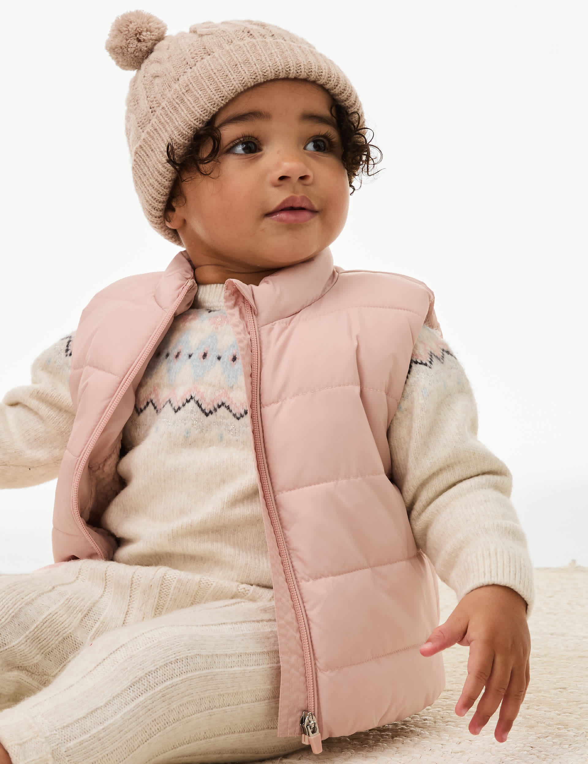 M&S Collection Girls Stormwear Padded Gilet (0-3 Yrs) - 2-3Y - Pink, Pink