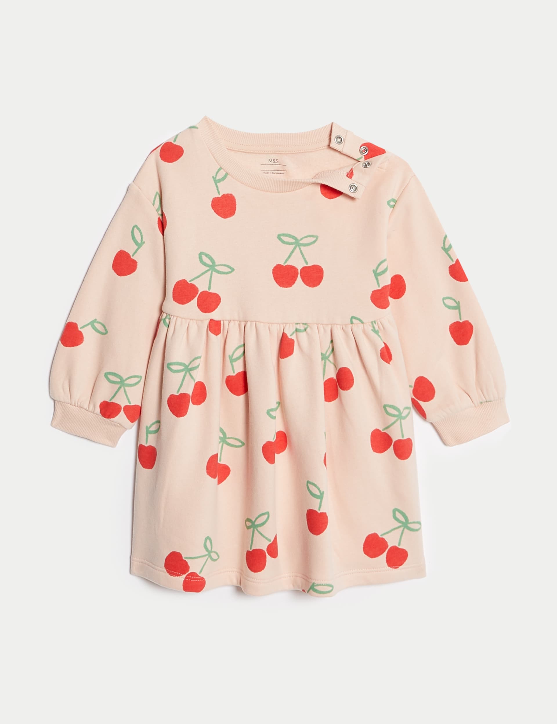 M&S Collection Girls Cotton Rich Print Sweatshirt Dress (0-3Yrs) - 3-6 M - Pink, Pink