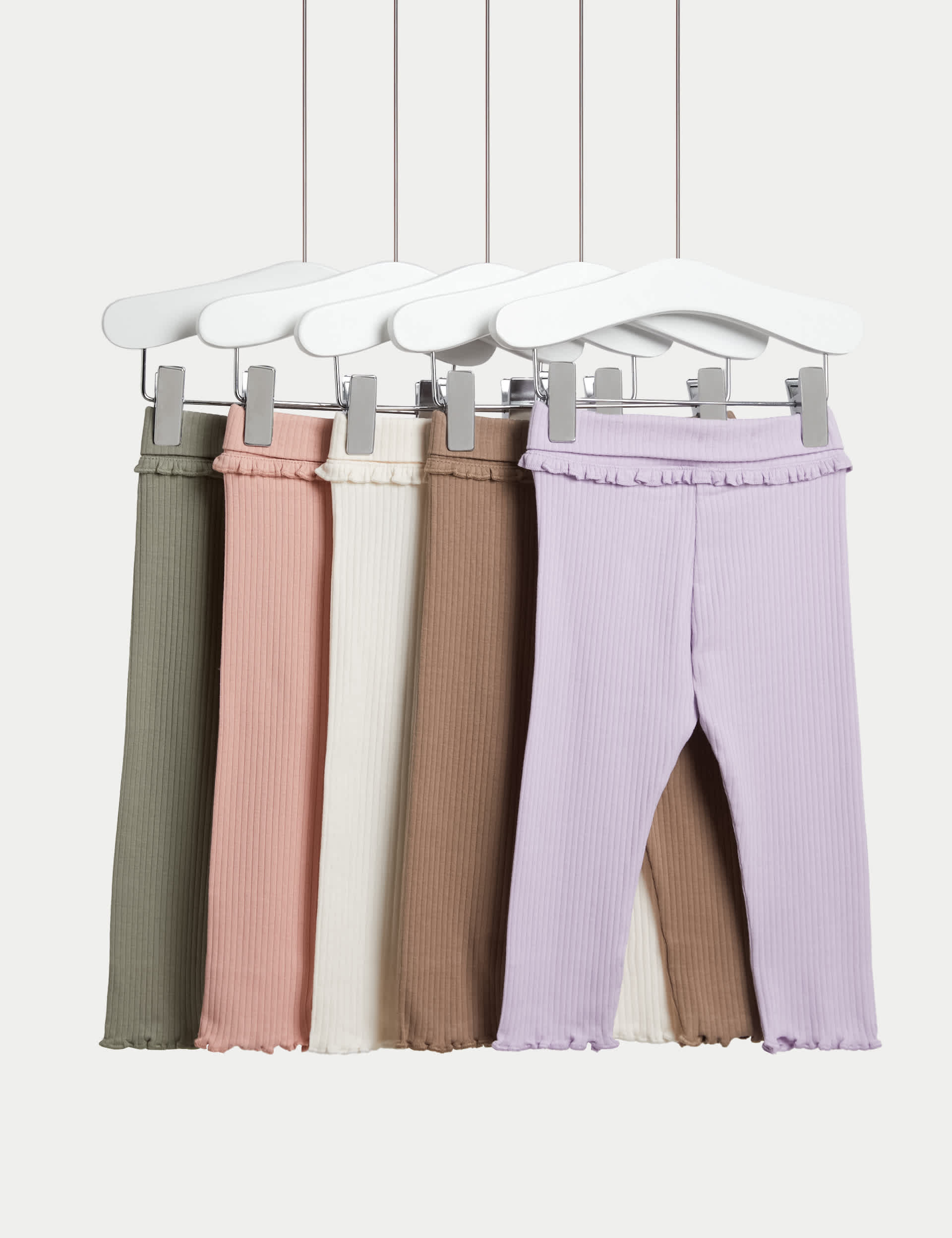 M&S Girls 5pk Cotton Rich Frill Leggings (0-3 Yrs)