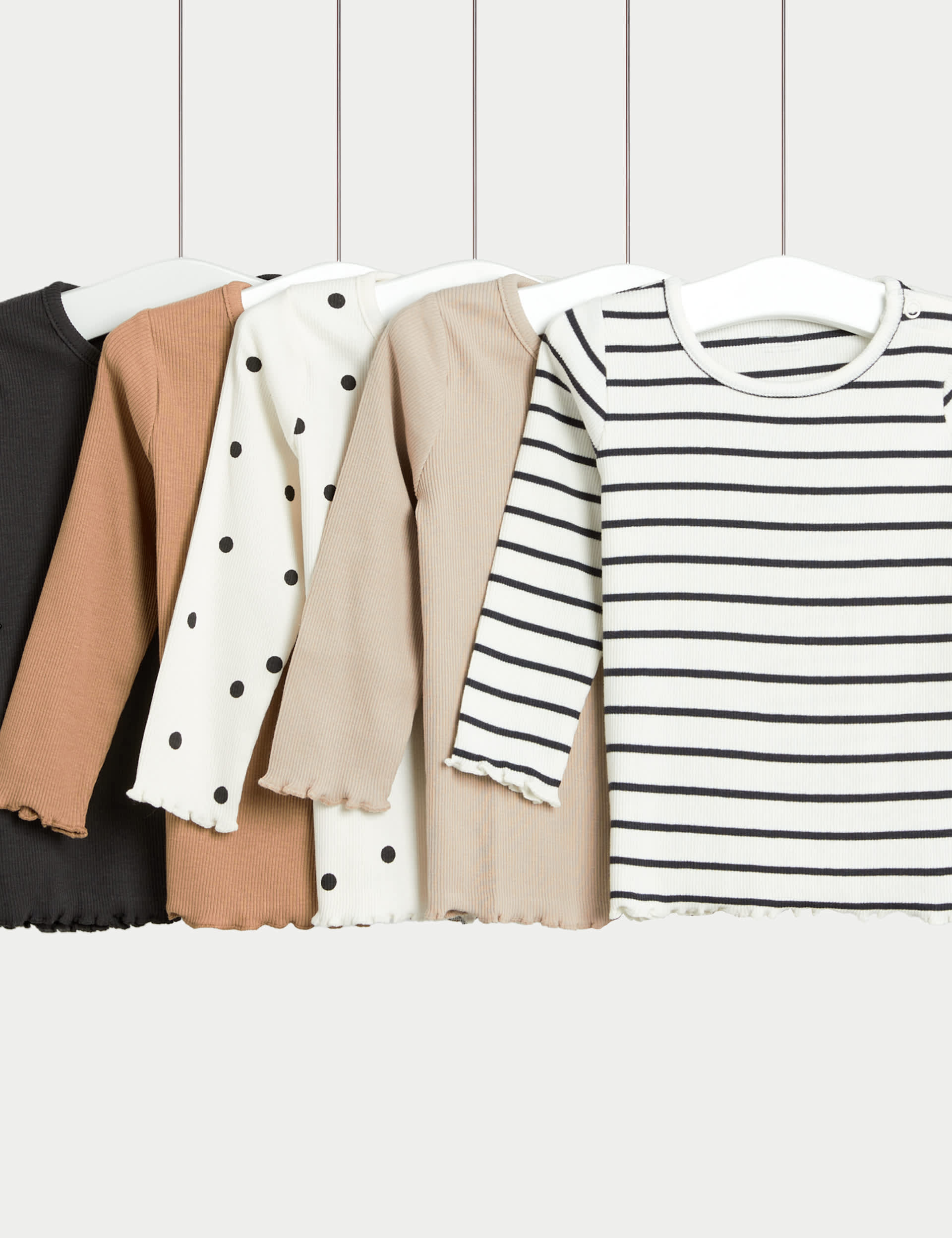 M&S Girls 5pk Cotton Rich Assorted Tops (0 Mths-3 Yrs)