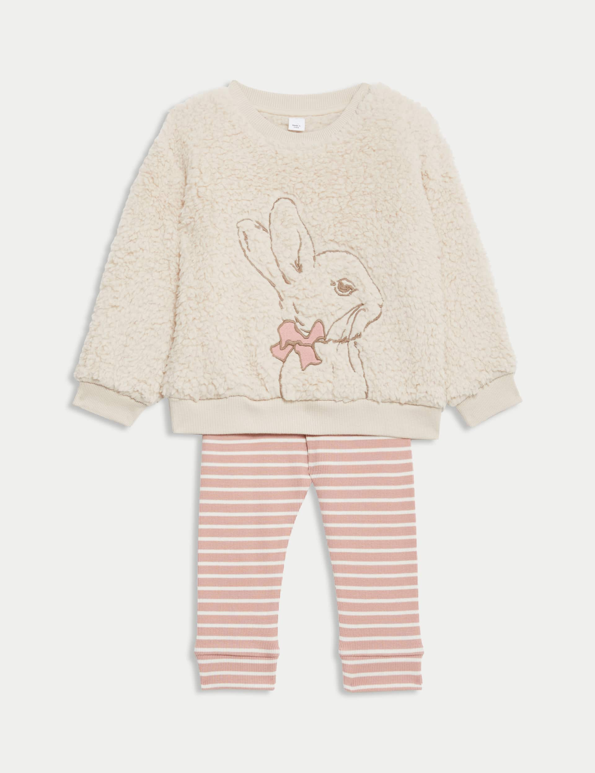 M&S Girls 2pc Peter Rabbit Flopsy Outfit (0-3 Yrs) - 0-3 M - Cream Mix, Cream Mix