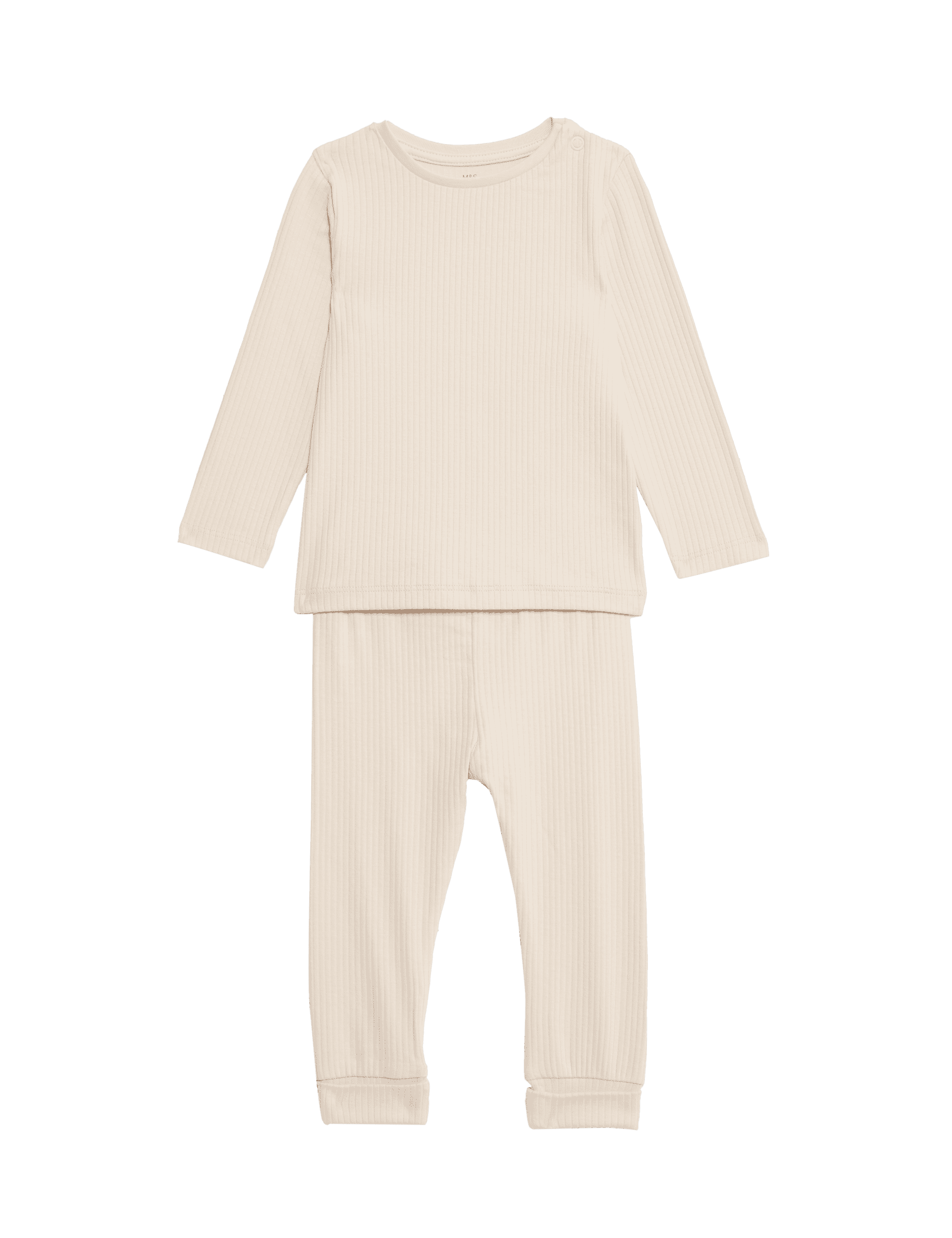 M&S Collection Girls 2pc Cotton Rich Outfit (0-3 Yrs) - 12-18 - Oatmeal, Blush,Oatmeal,Teal