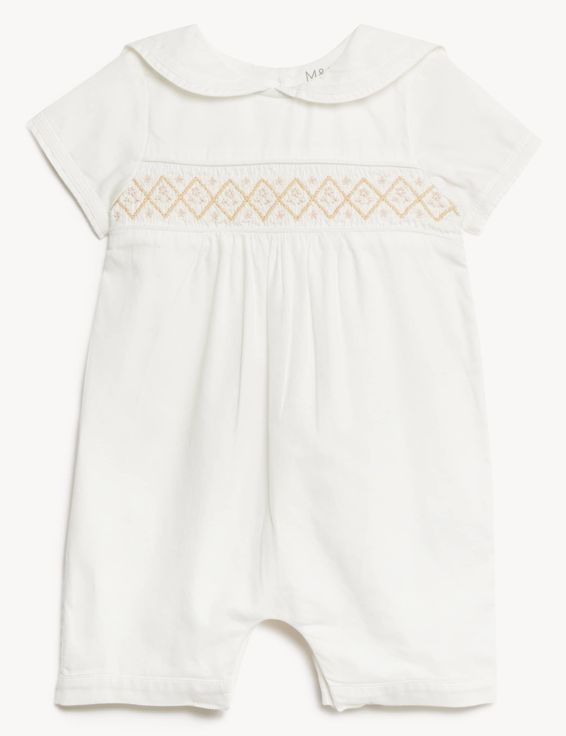 M&S Collection Boys Pure Cotton Christening Romper (7lbs-1 Yr) - 0-3 M - Ivory, Ivory