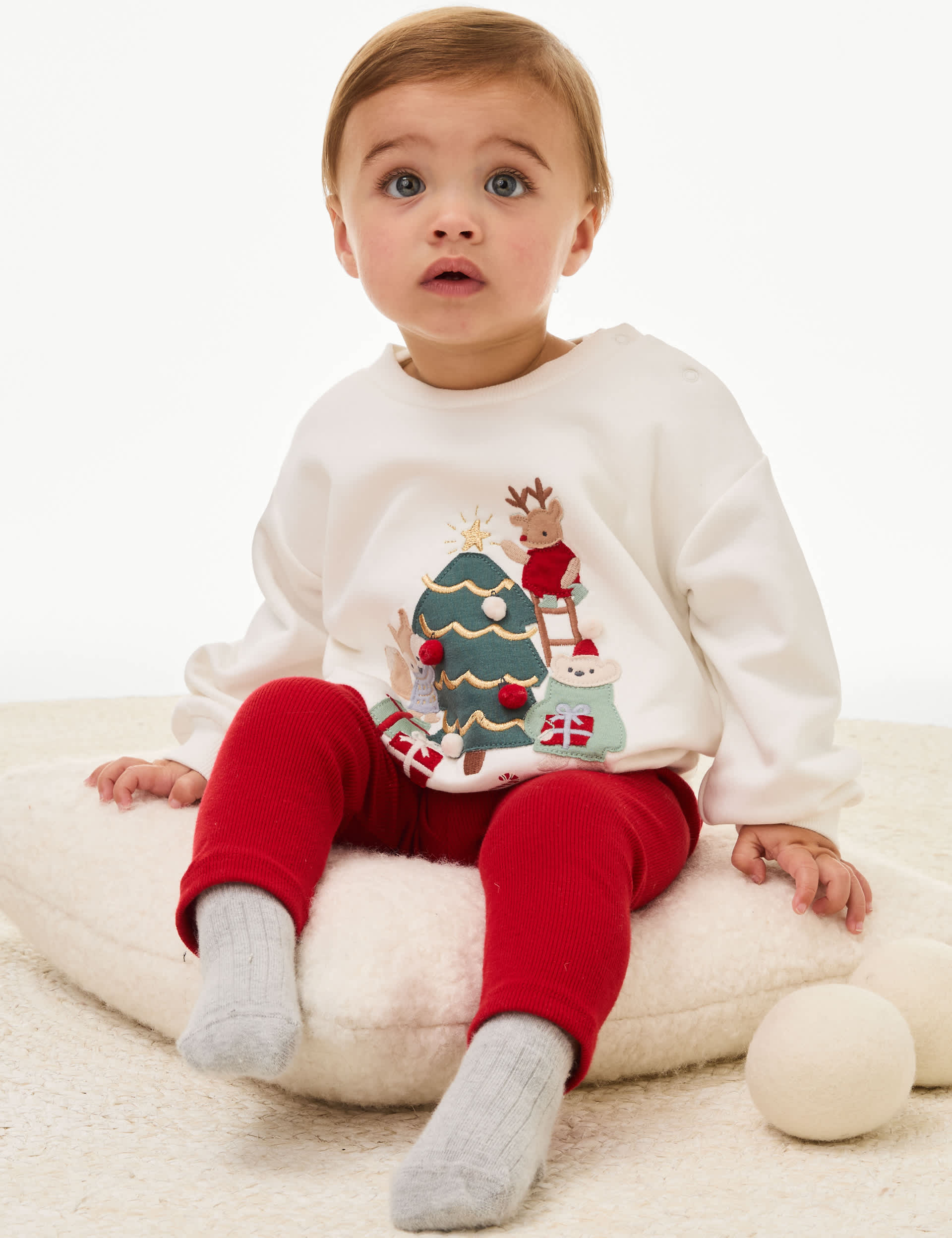 M&S Boys Cotton Rich Christmas Outfit (0-3 Yrs) - 12-18 - Multi, Multi