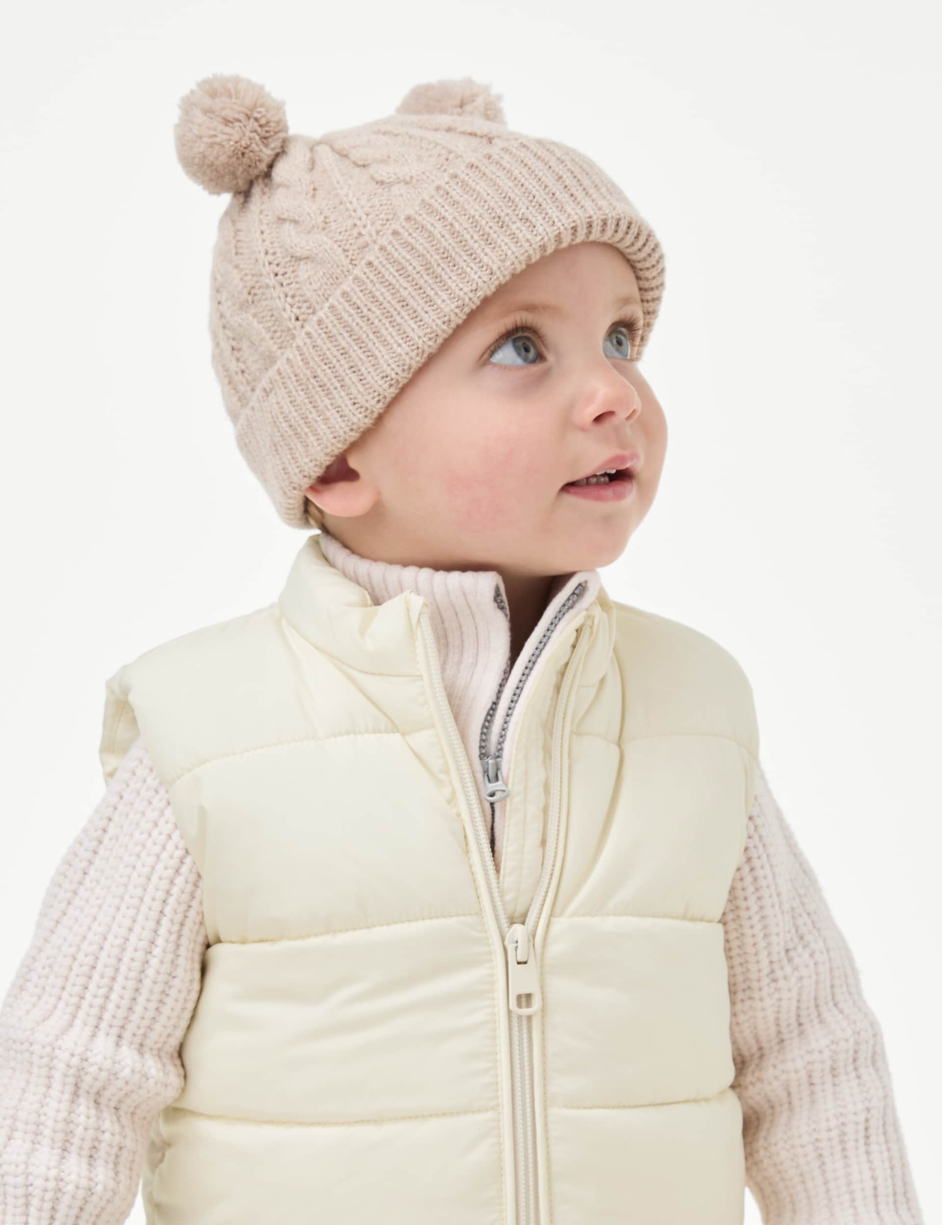 M&S Boys Padded Gilet (0-3 Yrs) - 12-18 - Cream, Khaki,Cream