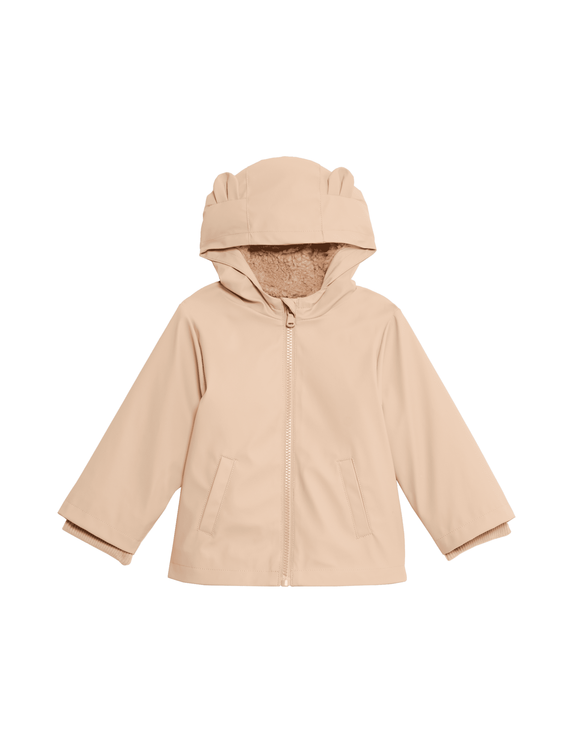 M&S Collection Boys Hooded Borg Lined Fisherman Coat (0-3 Yrs) - 12-18 - Brown, Brown