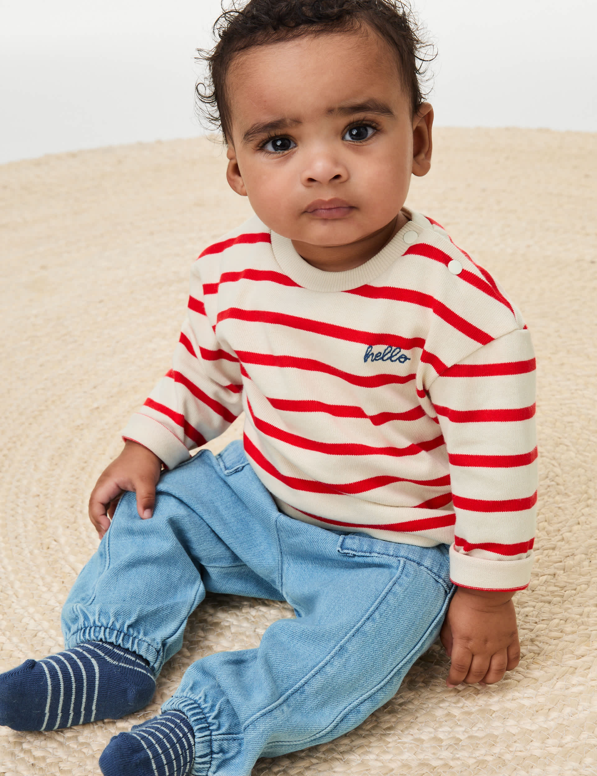 M&S Boys 2pc Cotton Rich Top & Bottom Outfit (0-3 Yrs)