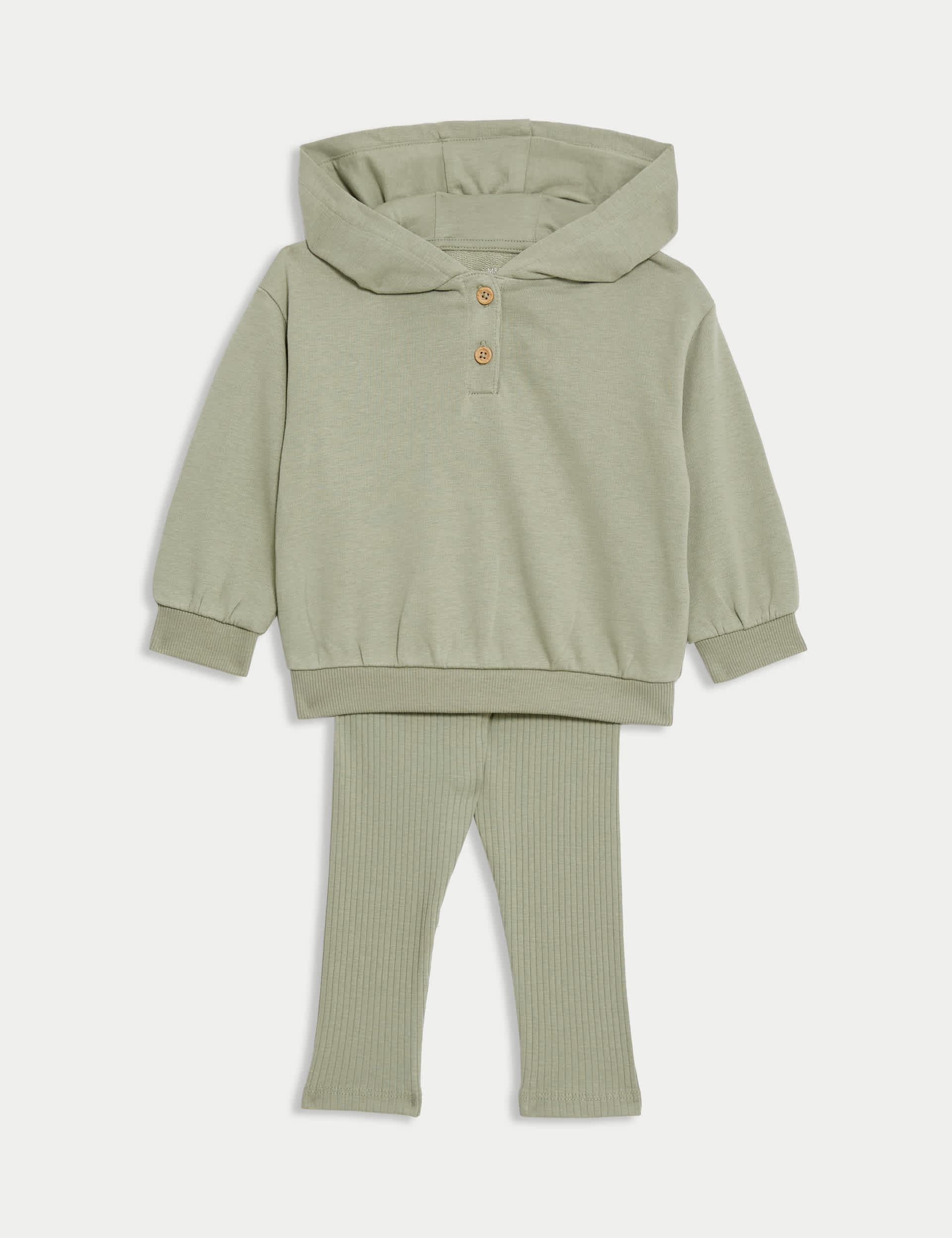 M&S Boys 2pc Cotton Rich Outfit (0-3 Yrs) - 12-18 - Khaki, Khaki