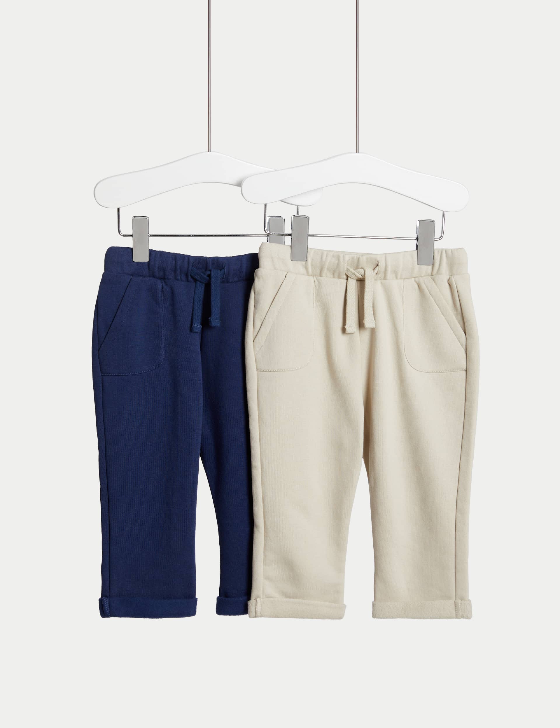 M&S Boys 2pk Cotton Rich Joggers (0-3 Yrs)