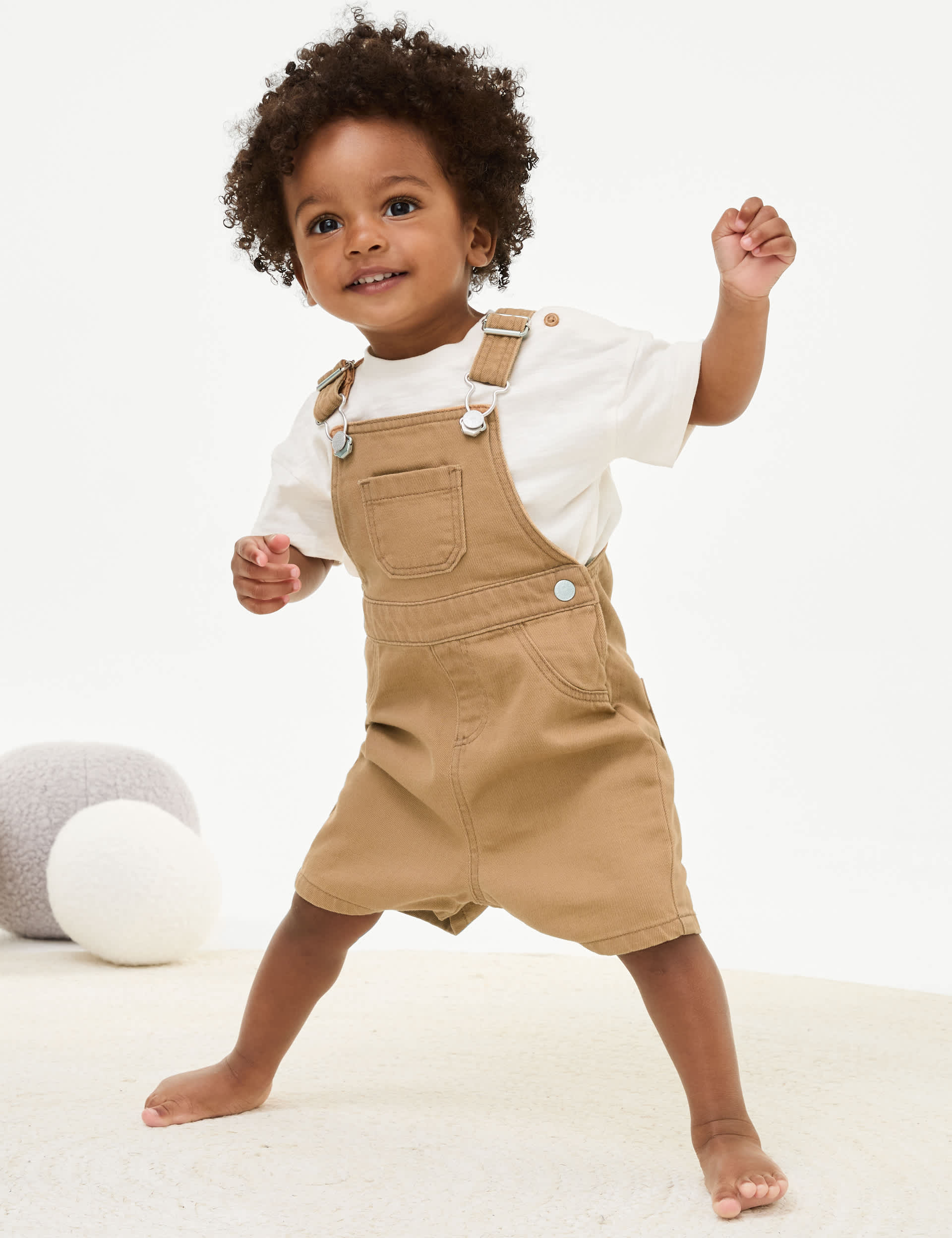 M&S Boys 2pc Pure Cotton Outfit (0-3 Yrs) - 12-18 - Brown Mix, Brown Mix