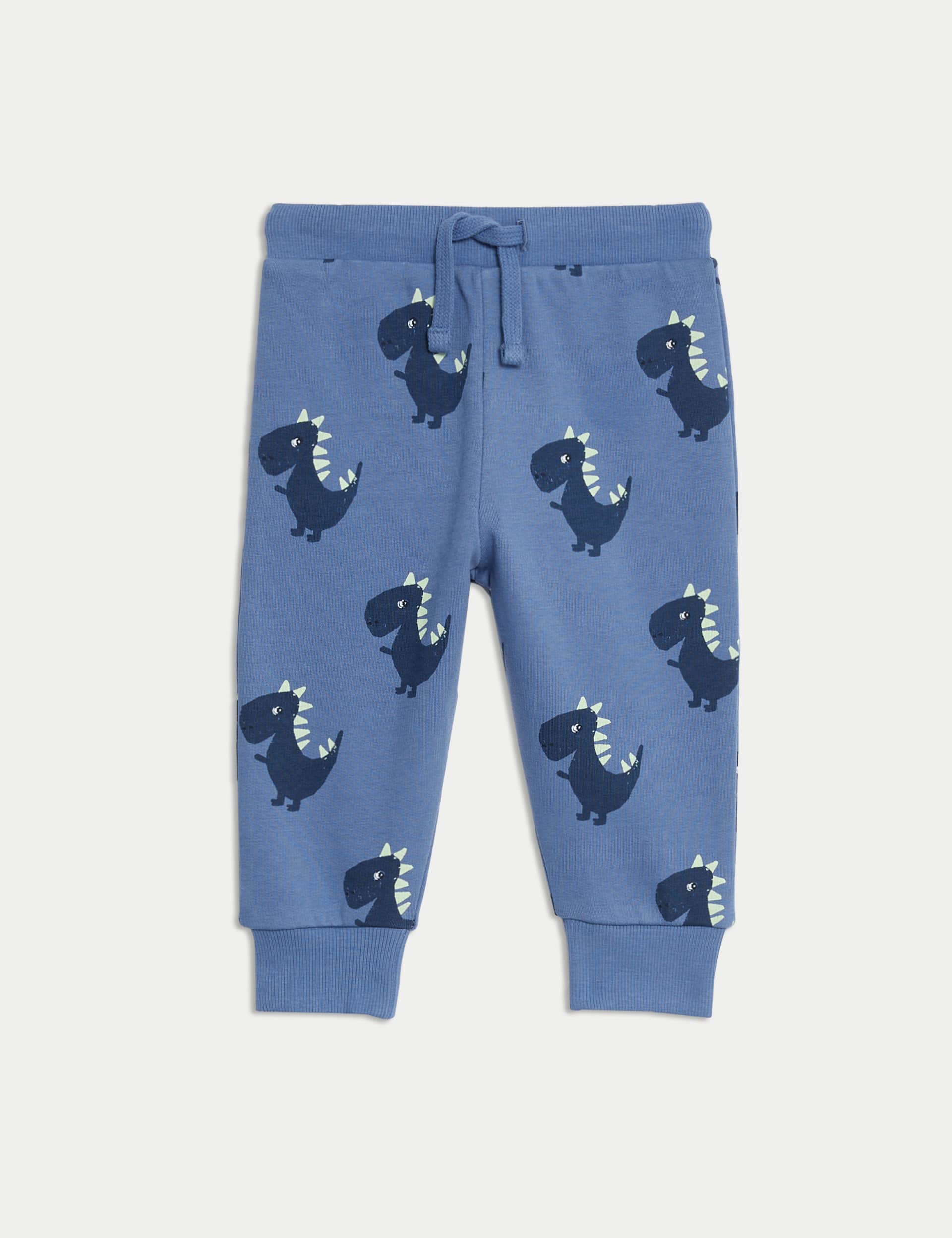 M&S Boys Cotton Rich Dinosaur Joggers (0-3 Yrs)