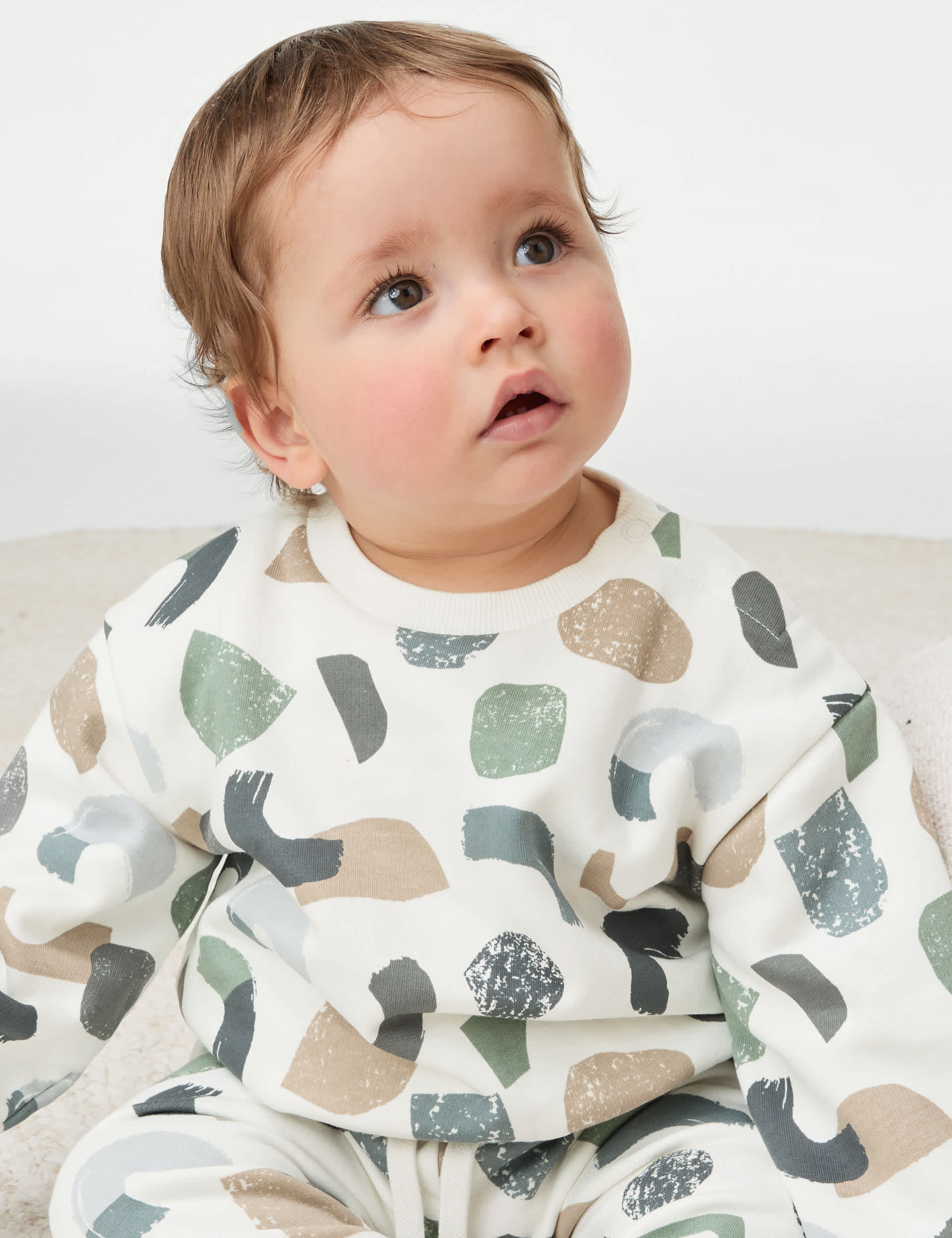 M&S Boys Cotton Rich Abstract Print Sweatshirt (0-3 Yrs)