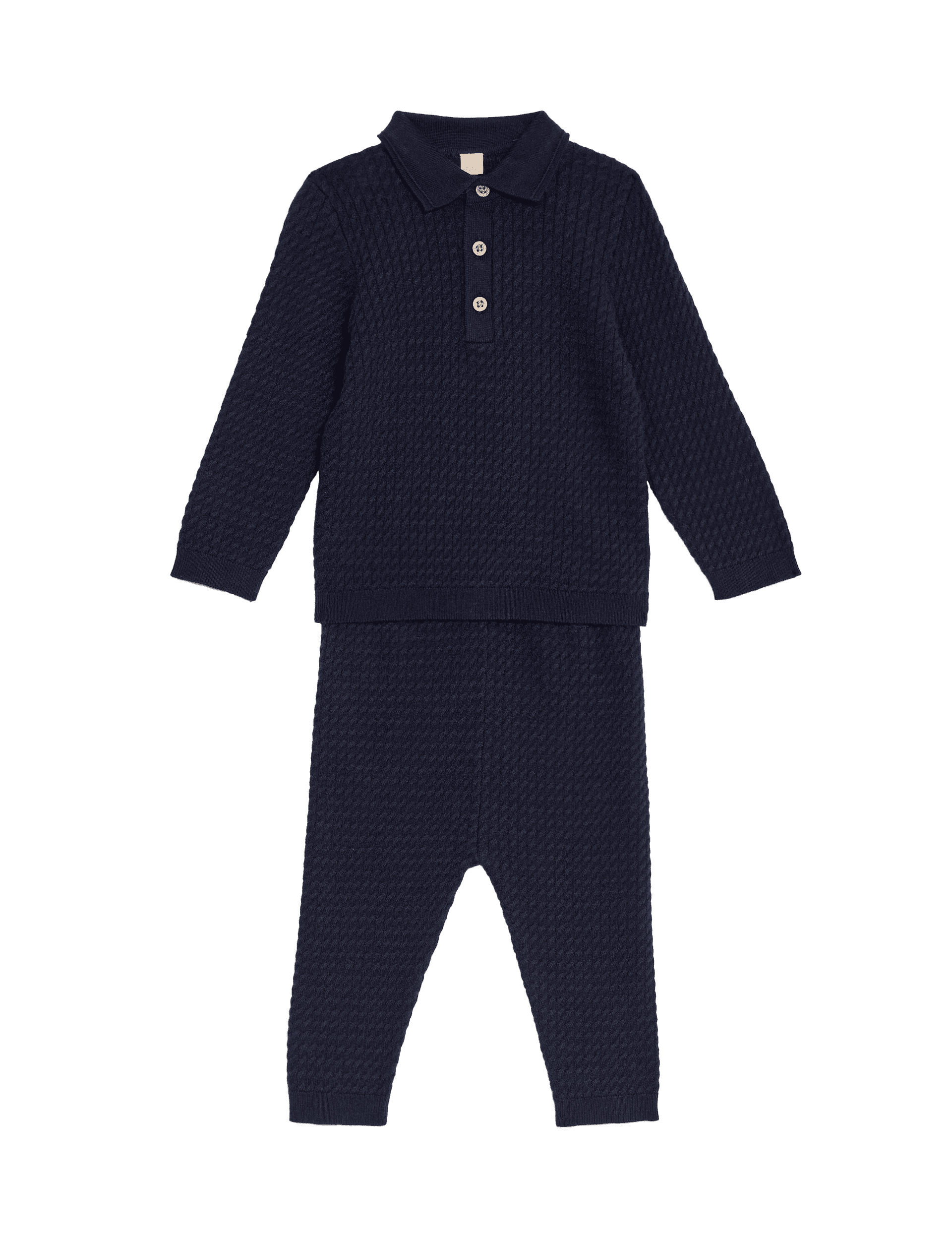 M&S Collection Boys 2pc Knitted Outfit (0-3 Yrs) - 12-18 - Navy, Navy