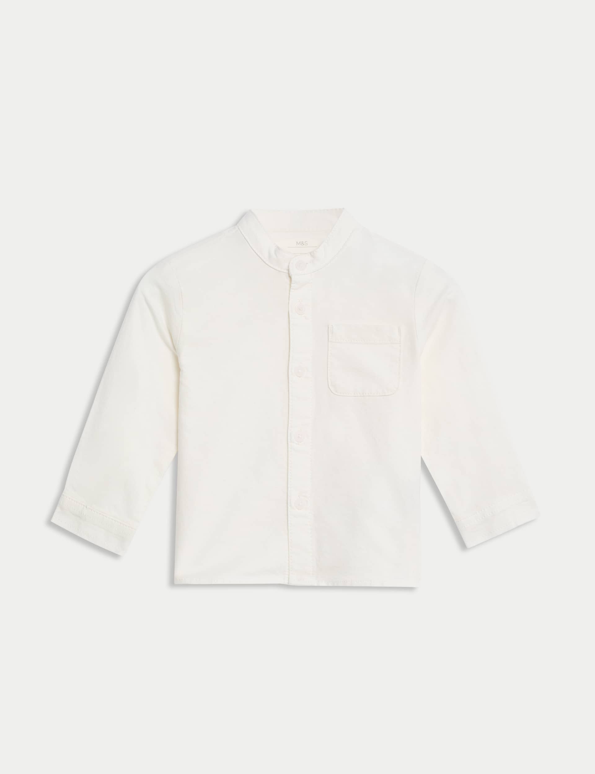 M&S Boys Pure Cotton Shirt (0-3 Yrs) - 18-24 - White, White