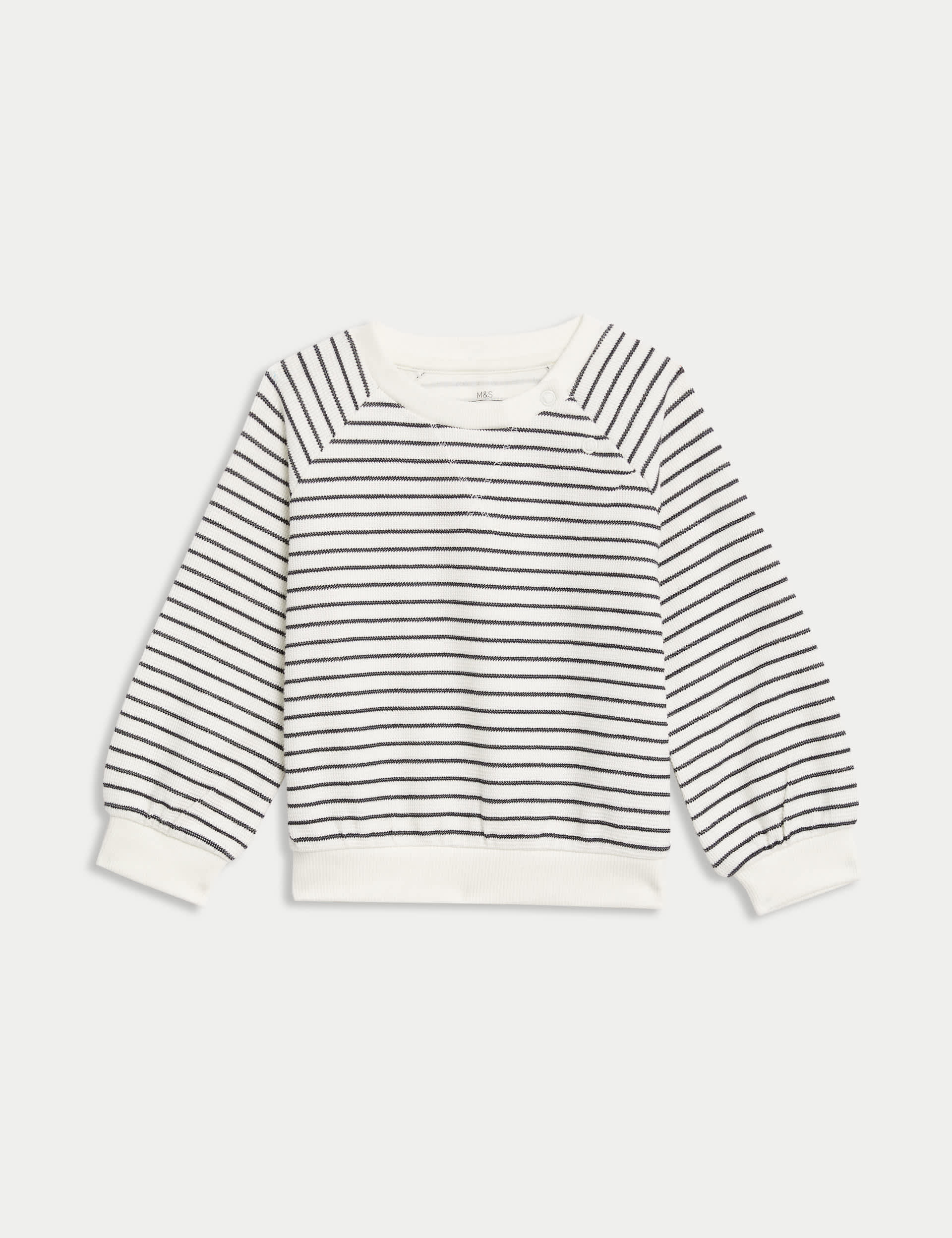 M&S Boys Cotton Rich Striped Sweatshirt (0-3 Yrs) - 18-24 - Cream Mix, Cream Mix