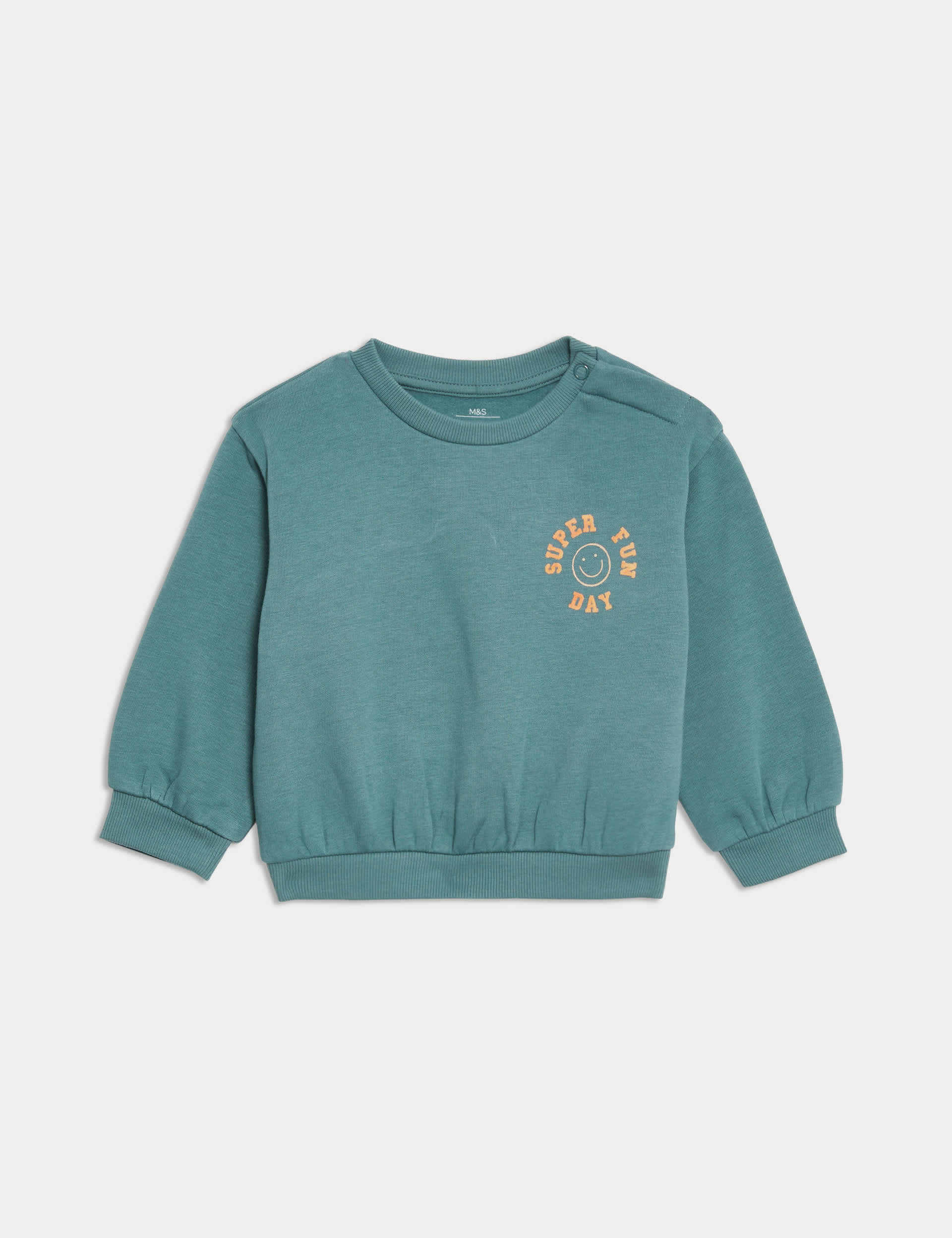 M&S Boys Cotton Rich Fun Day Sweatshirt (0-3 Yrs) - 18-24 - Green, Green