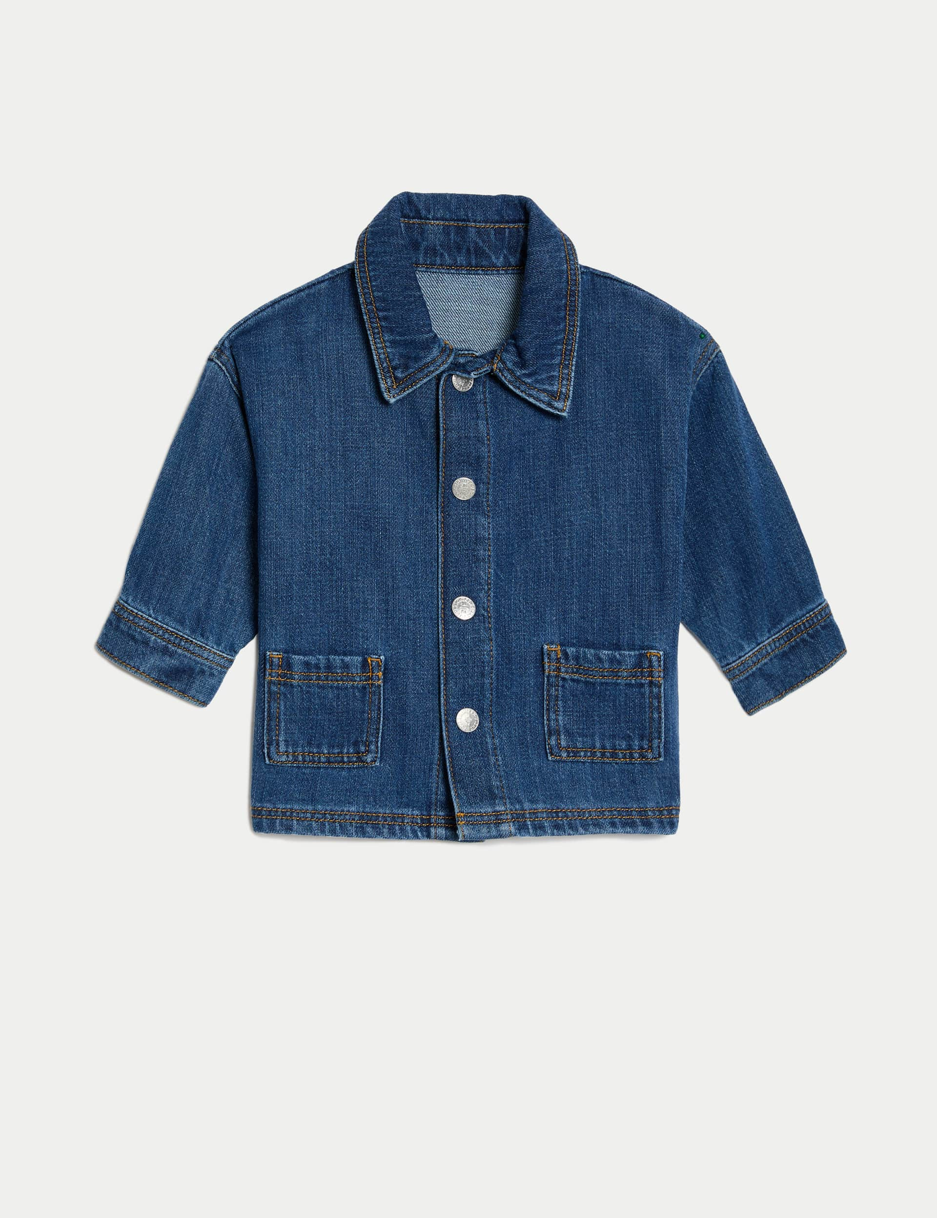 M&S Boys Pure Cotton Denim Jacket (0-3 Yrs) - 0-3 M, Denim