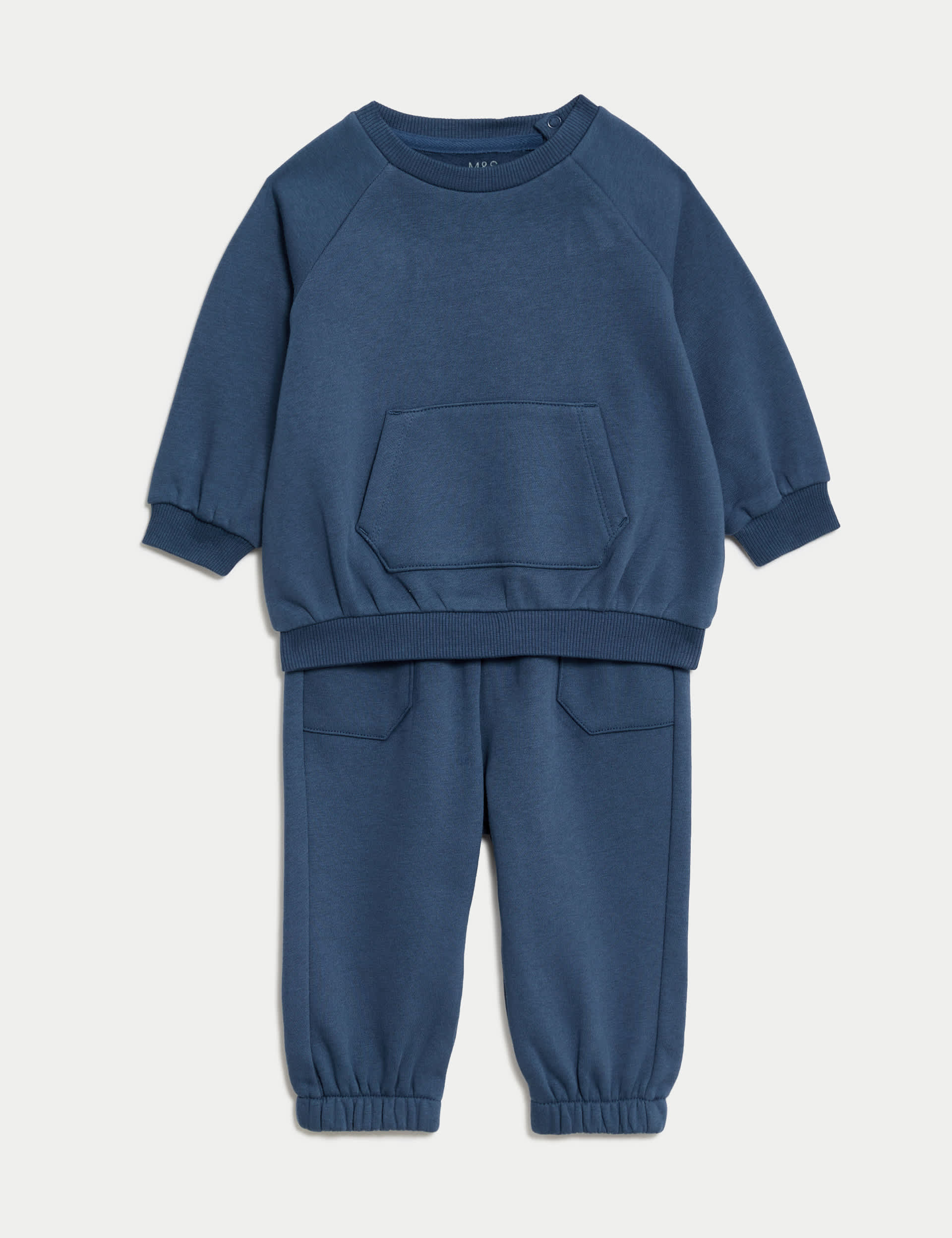 M&S Boys 2pc Cotton Rich Outfit (0-3 Yrs) - 12-18 - Navy, Navy