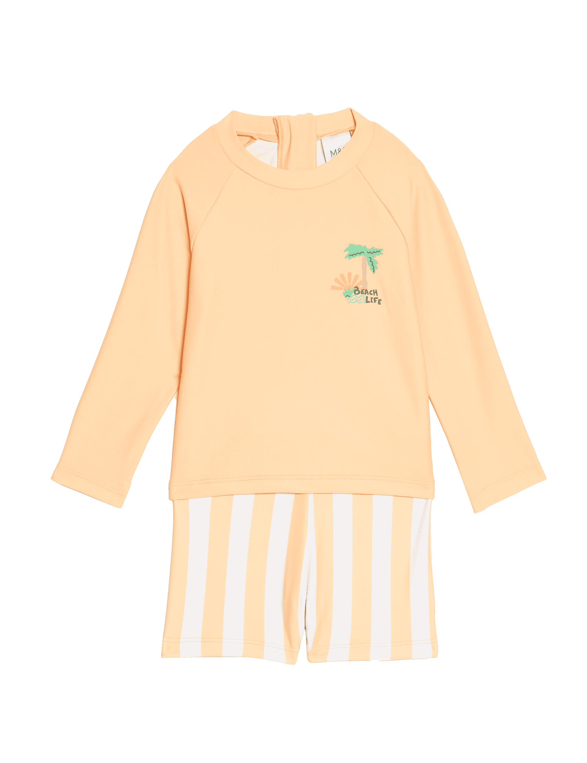 M&S Collection Boys 2pc Striped Long Sleeve Swim Set (0-3 Yrs) - 18-24 - Yellow Mix, Yellow Mix