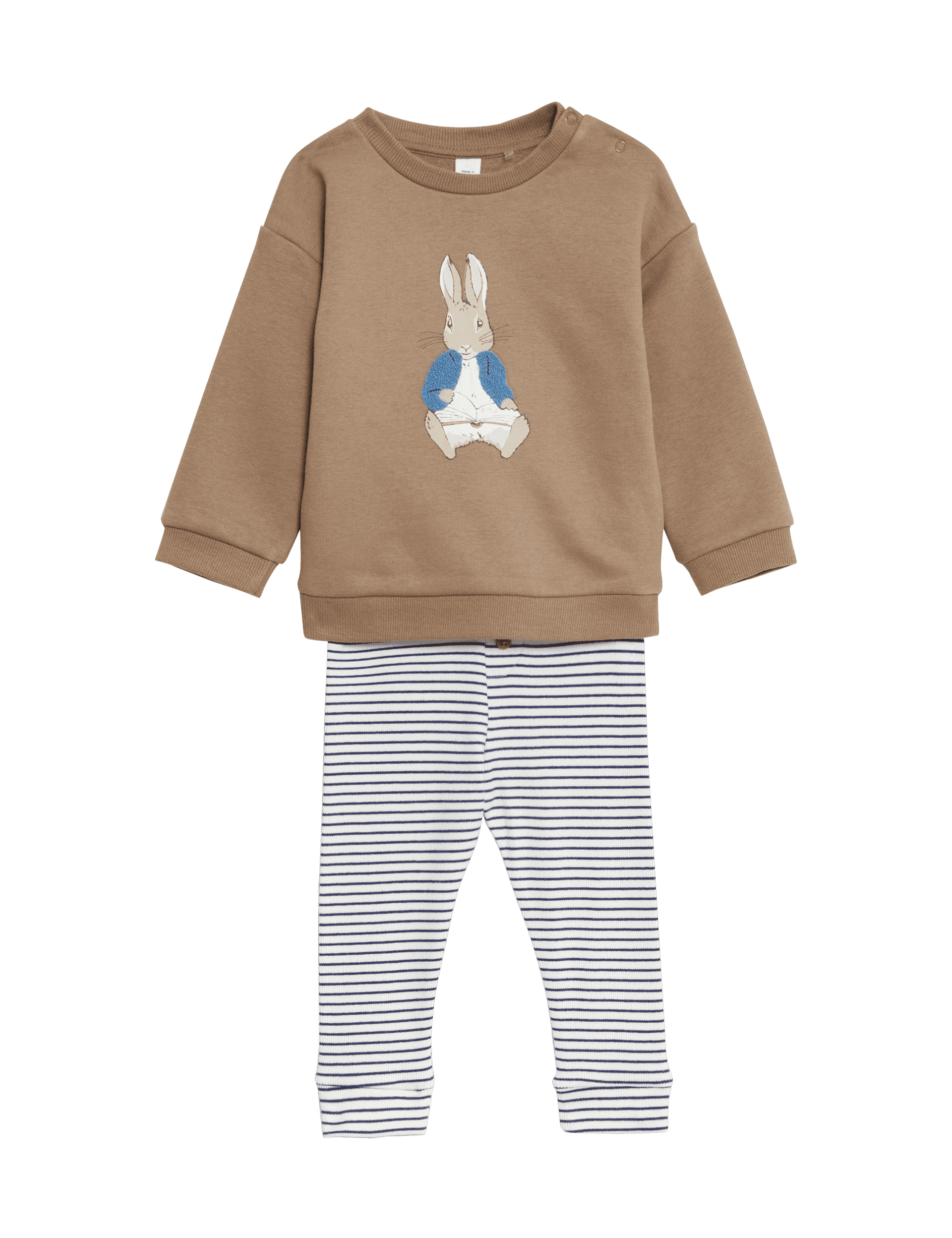 M&S Collection Boys 2pc Cotton Rich Peter Rabbit Outfit (0-3 Yrs) - 3-6 M - Mink Mix, Mink Mix