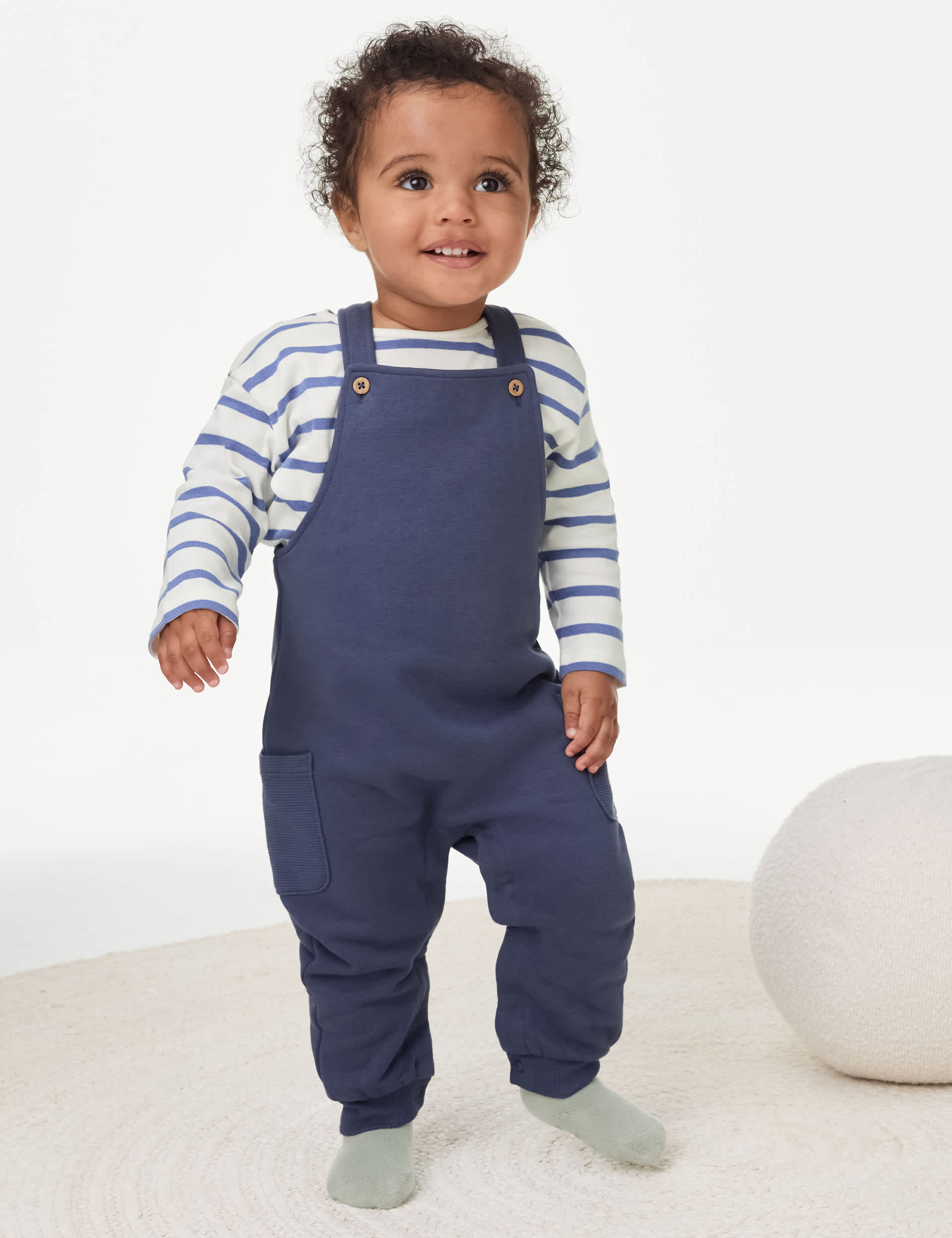 M&S Boys 2pc Cotton Rich Outfit (0-3 Yrs) - 2-3Y - Navy Mix, Navy Mix