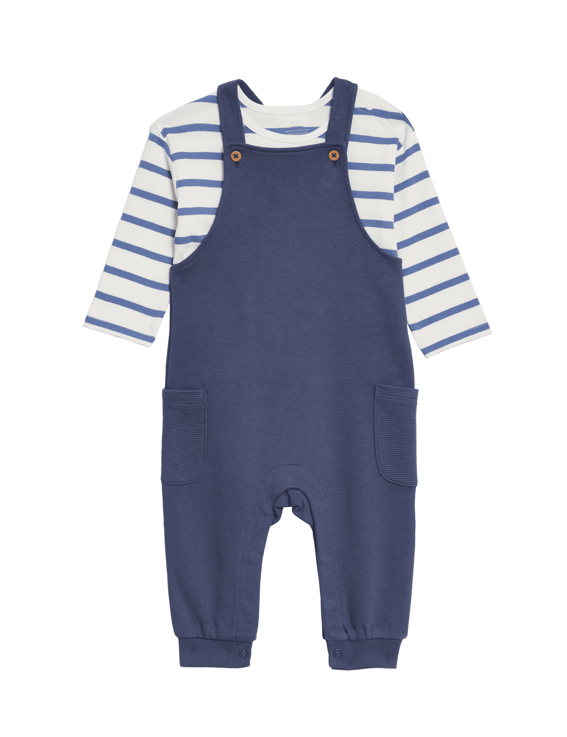 M&S Collection Boys 2pc Cotton Rich Outfit (0-3 Yrs) - 3-6 M - Navy Mix, Navy Mix