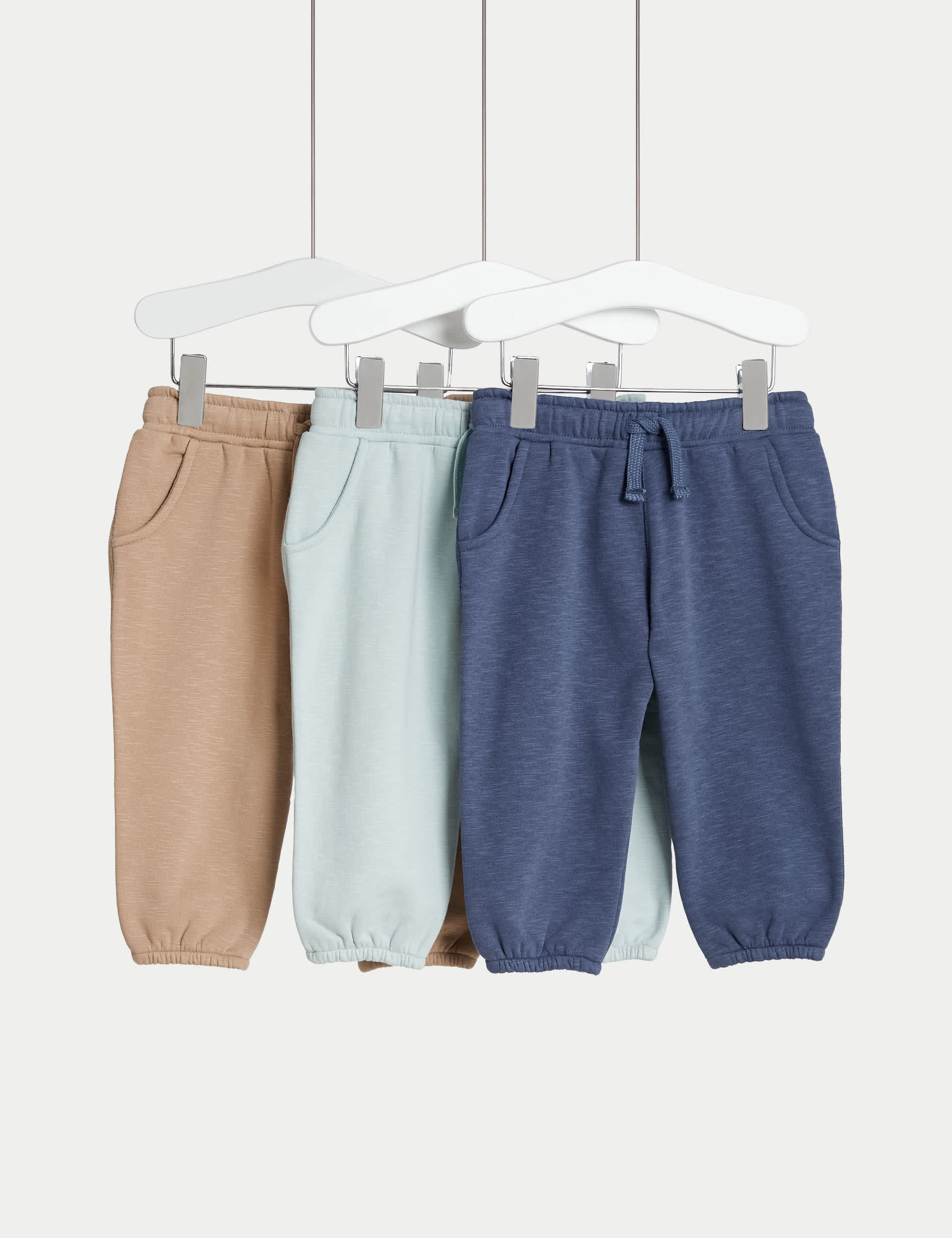 M&S Boys 3pk Cotton Rich Joggers (0-3 Yrs)