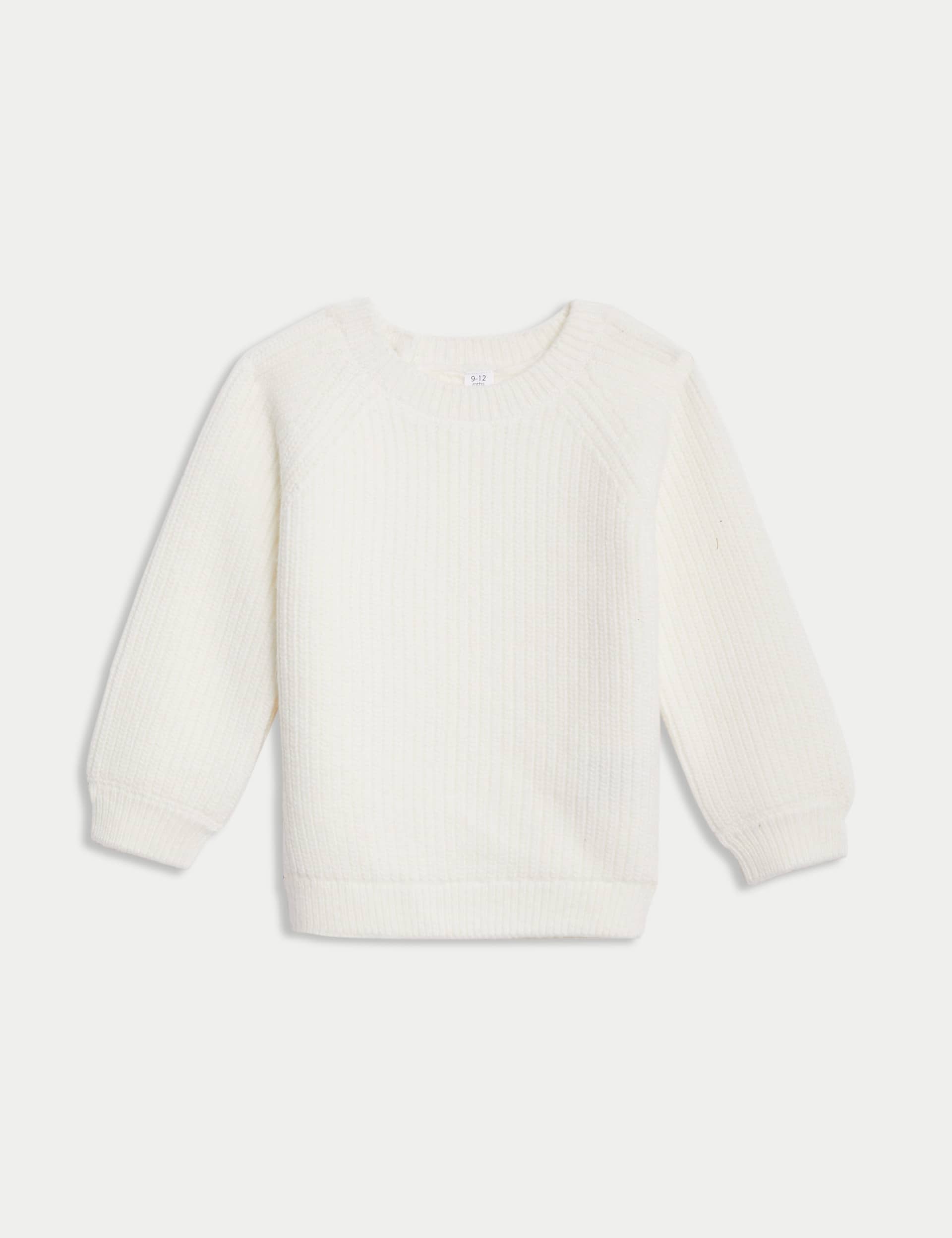 M&S Boys Ribbed Knitted Jumper (0 Mths-8 Yrs) - 18-24 - Oatmeal, Oatmeal