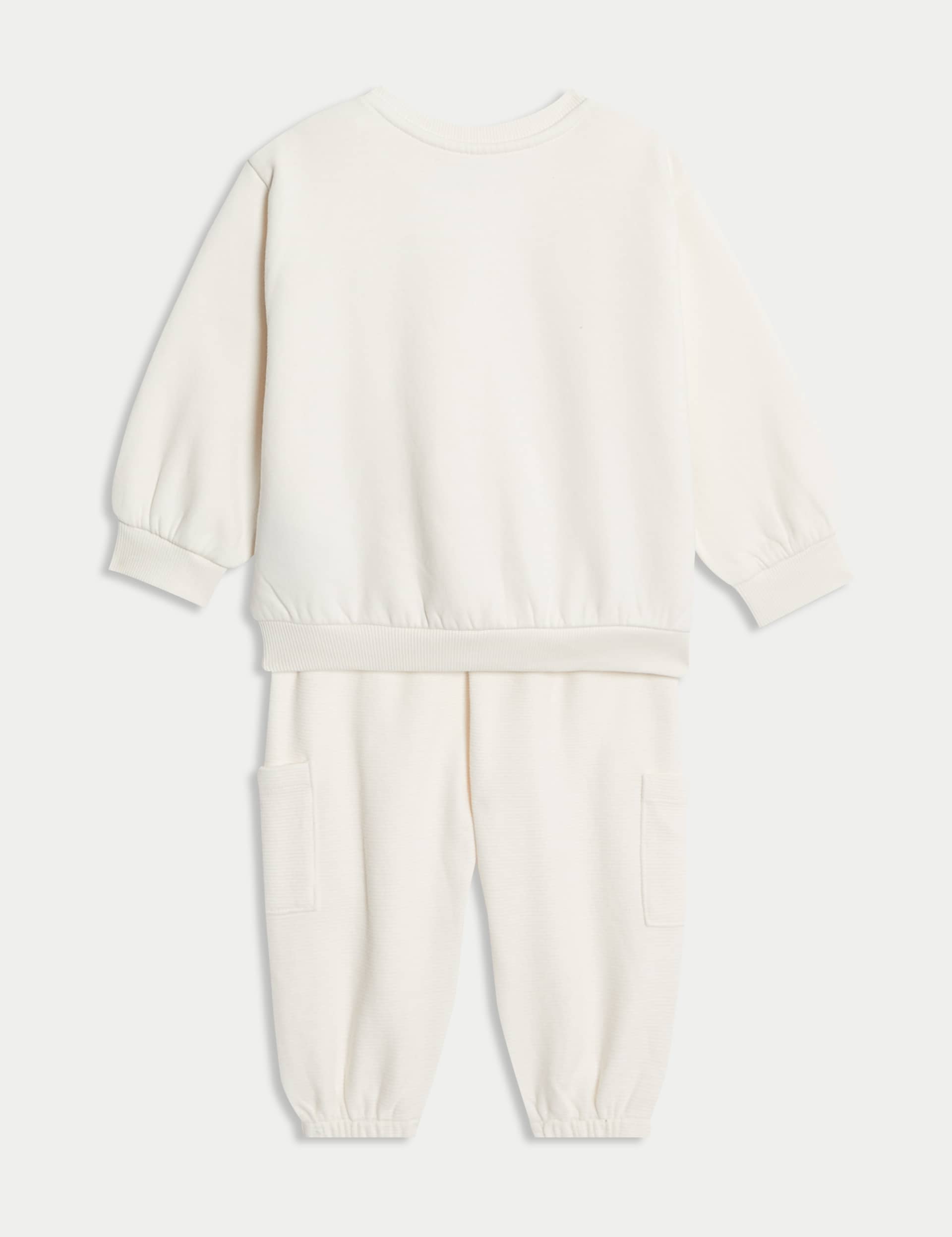 M&S Collection Boys 2pc Cotton Rich Top & Bottom Outfit (0-6 Yrs) - 3-4Y - Ecru, Ecru