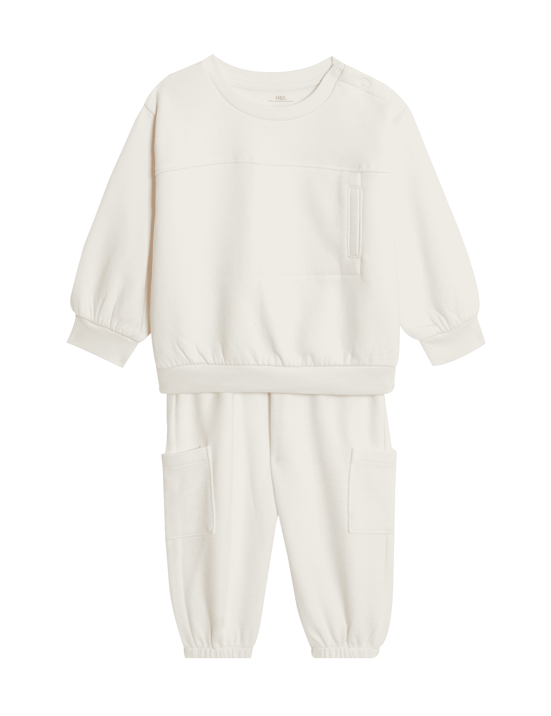 M&S Collection Boys 2pc Cotton Rich Top & Bottom Outfit (0-6 Yrs) - 3-4Y - Ecru, Ecru