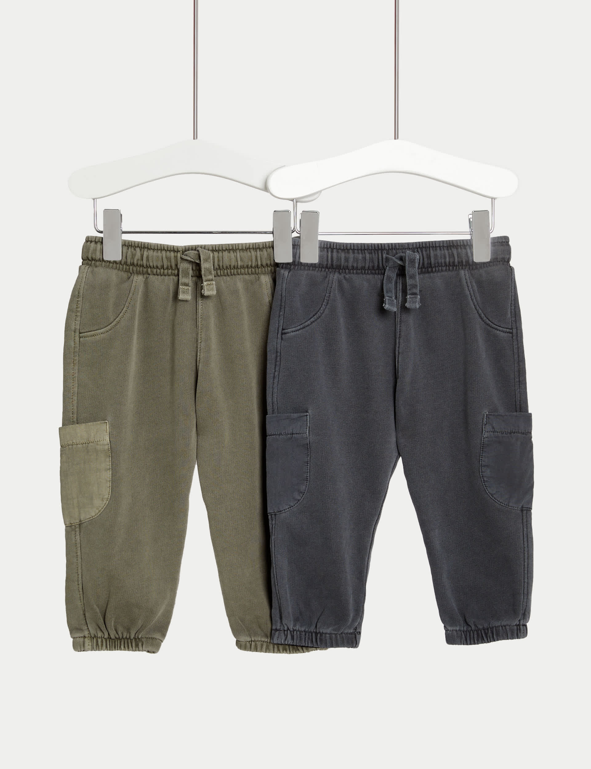 M&S Boys 2pk Pure Cotton Joggers (0-3 Yrs)