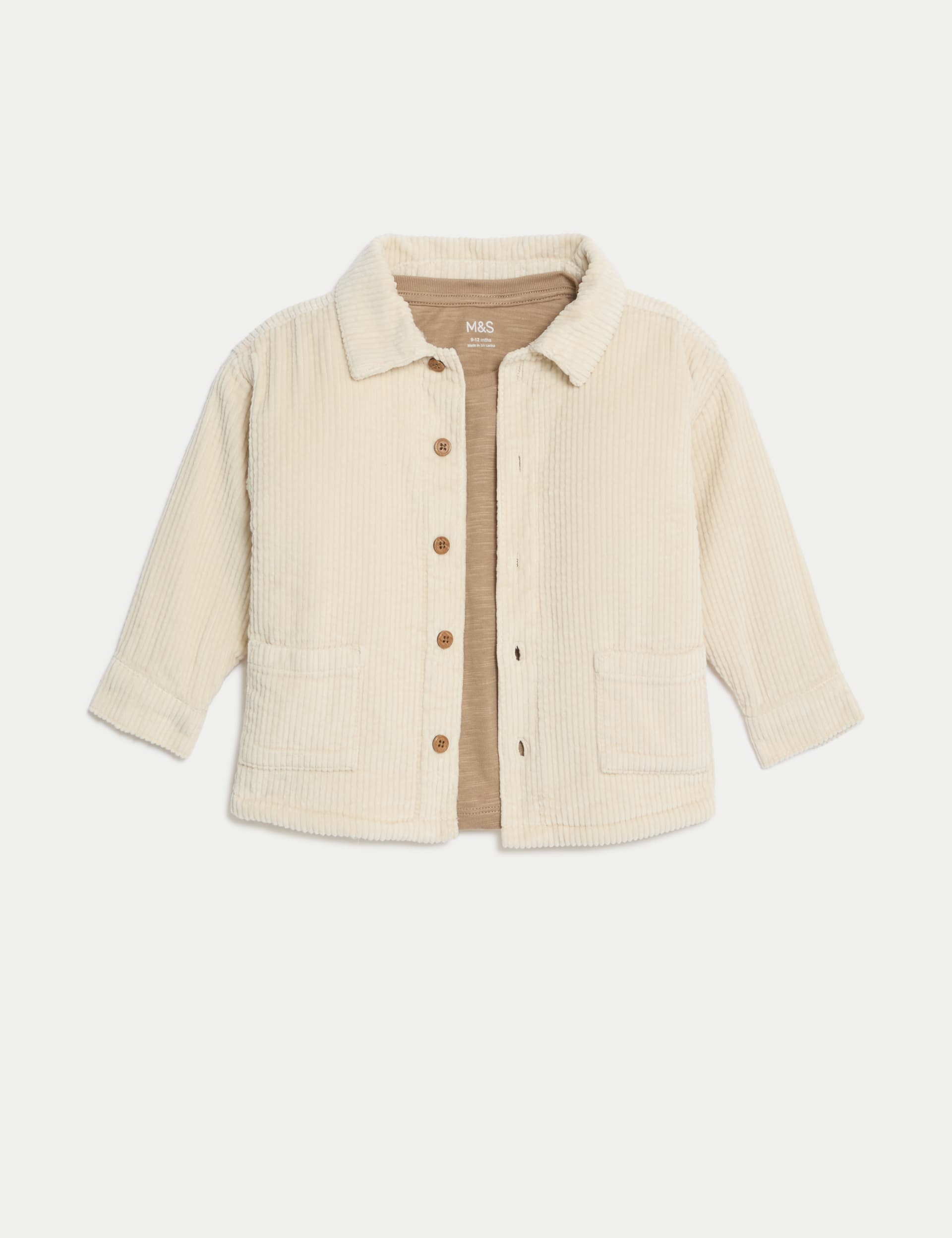 M&S Boys Cord Shirt & T-Shirt Set (0-3 Yrs)