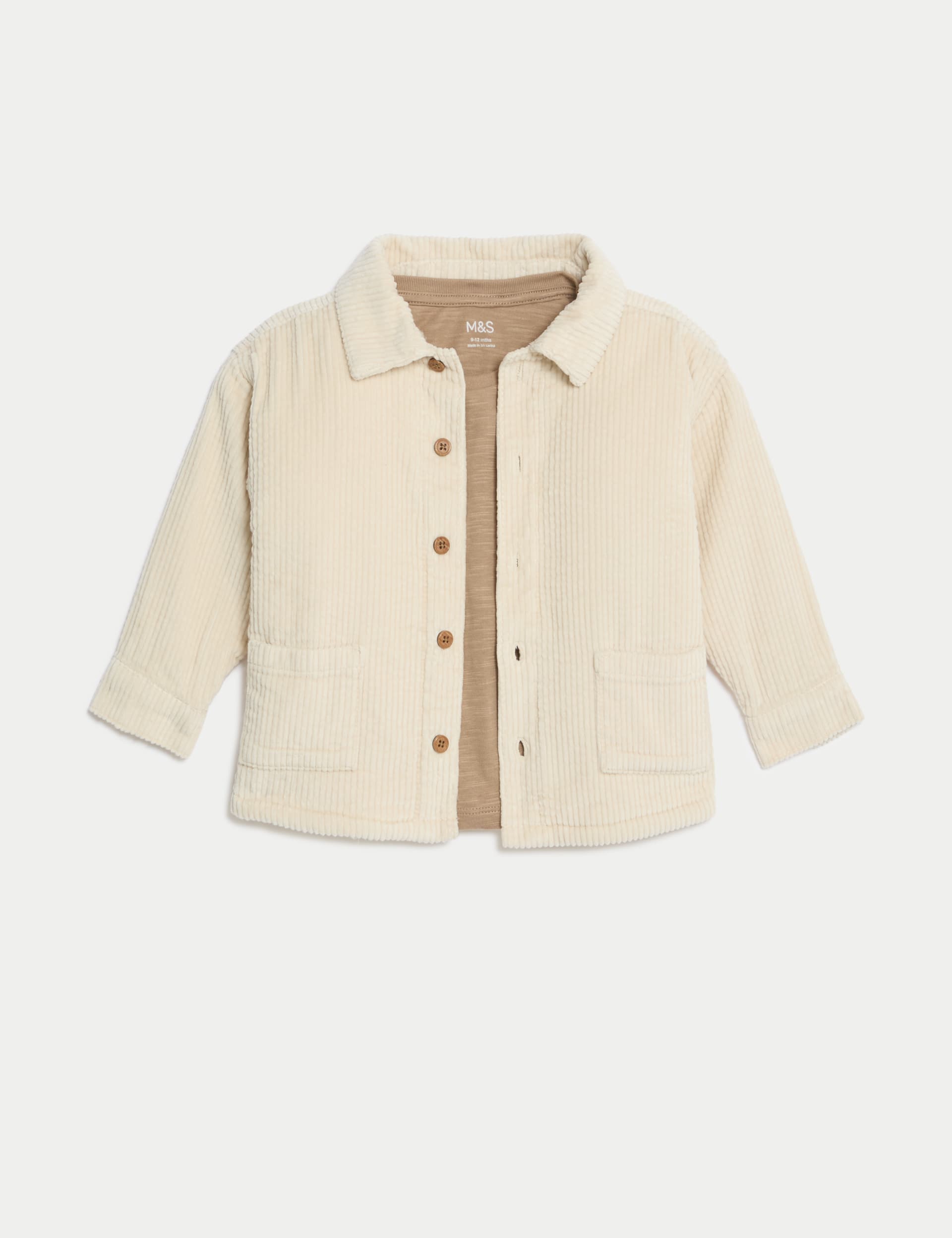 M&S Boys Cord Shirt & T-Shirt Set (0-3 Yrs) - 12-18 - Cream, Cream