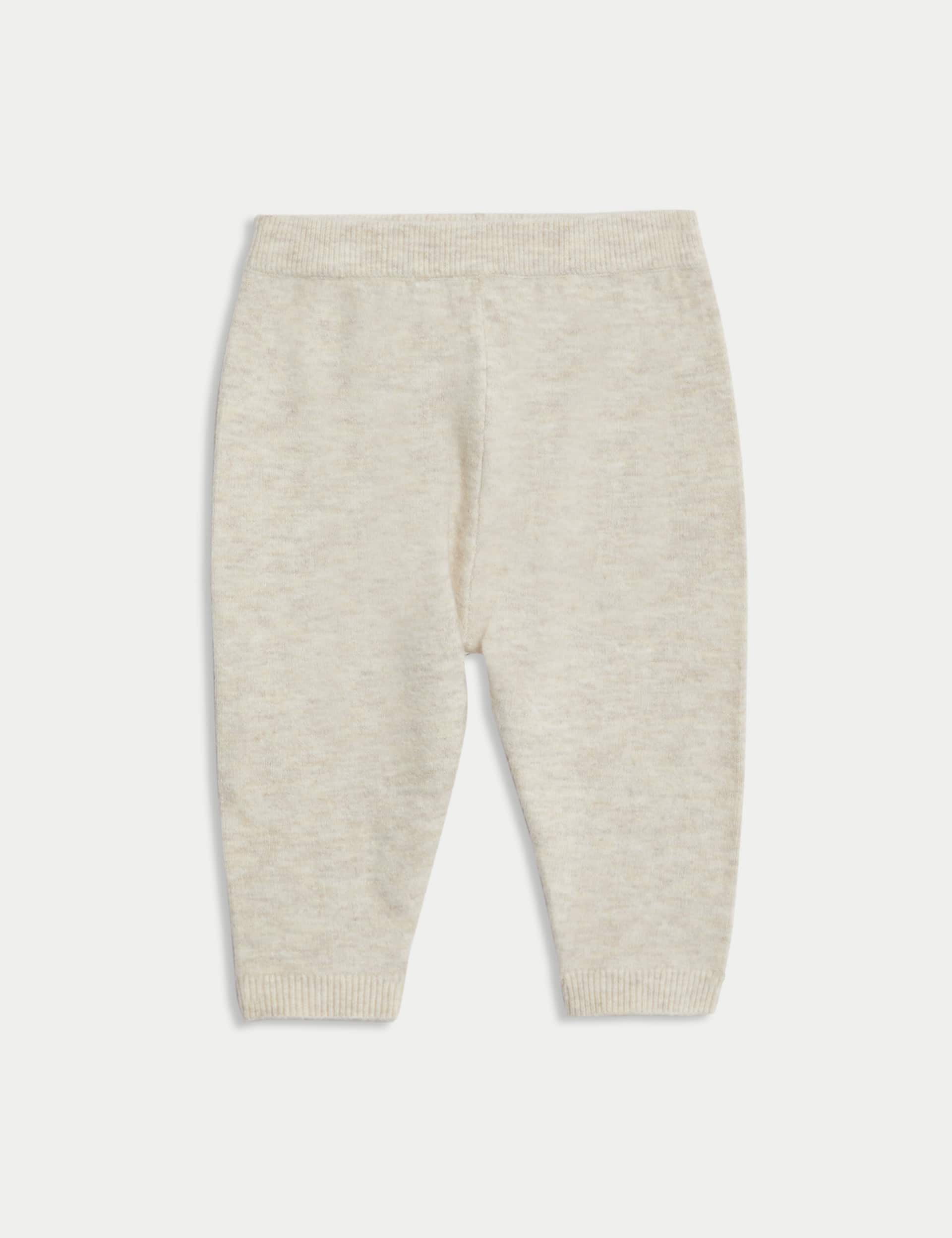 M&S Boys Knitted Elasticated Waist Joggers (0-3 Yrs) - 12-18 - Oatmeal, Oatmeal