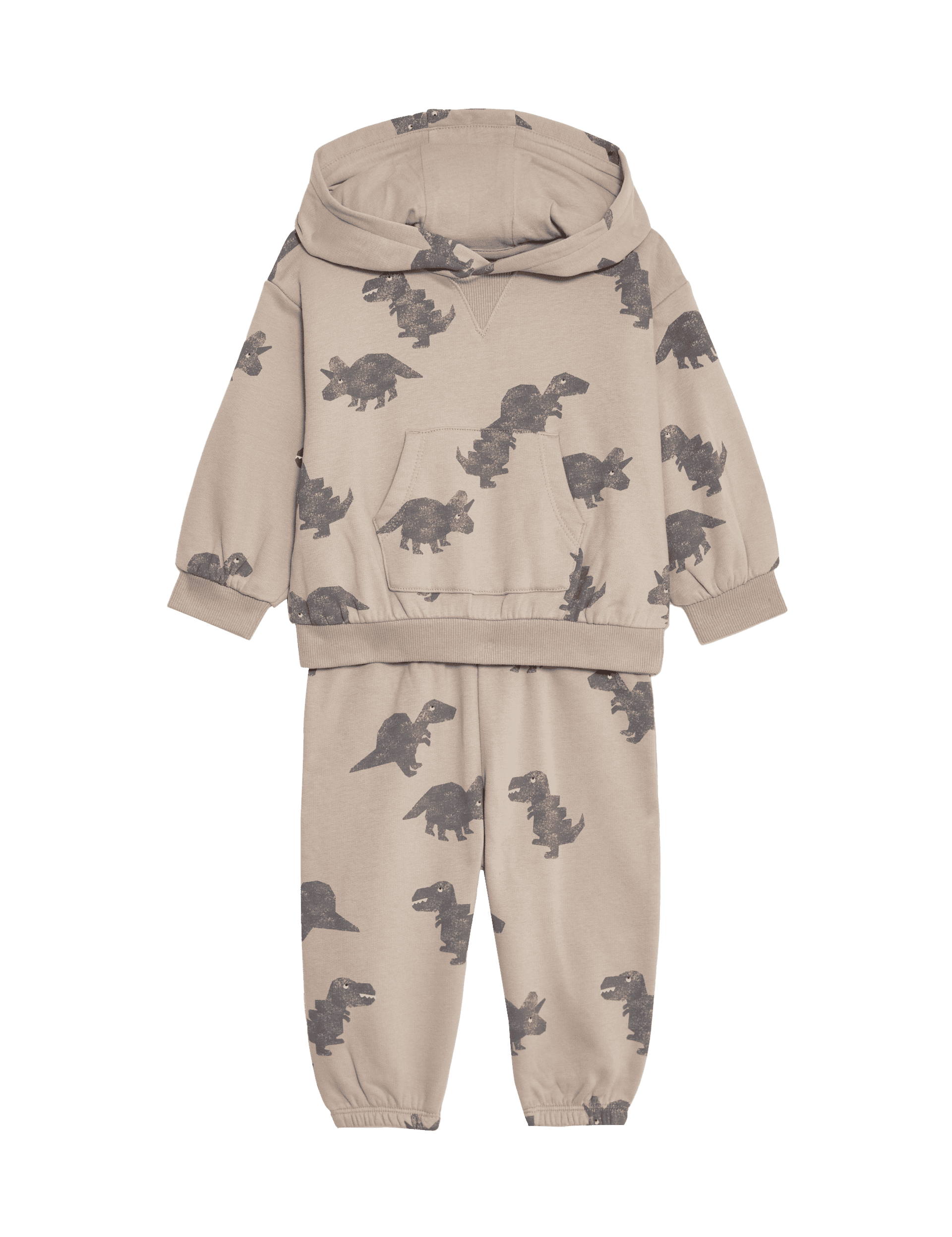 M&S Collection Boys 2pc Cotton Rich Dinosaur Outfit (0-3 Yrs) - 12-18 - Neutral, Neutral