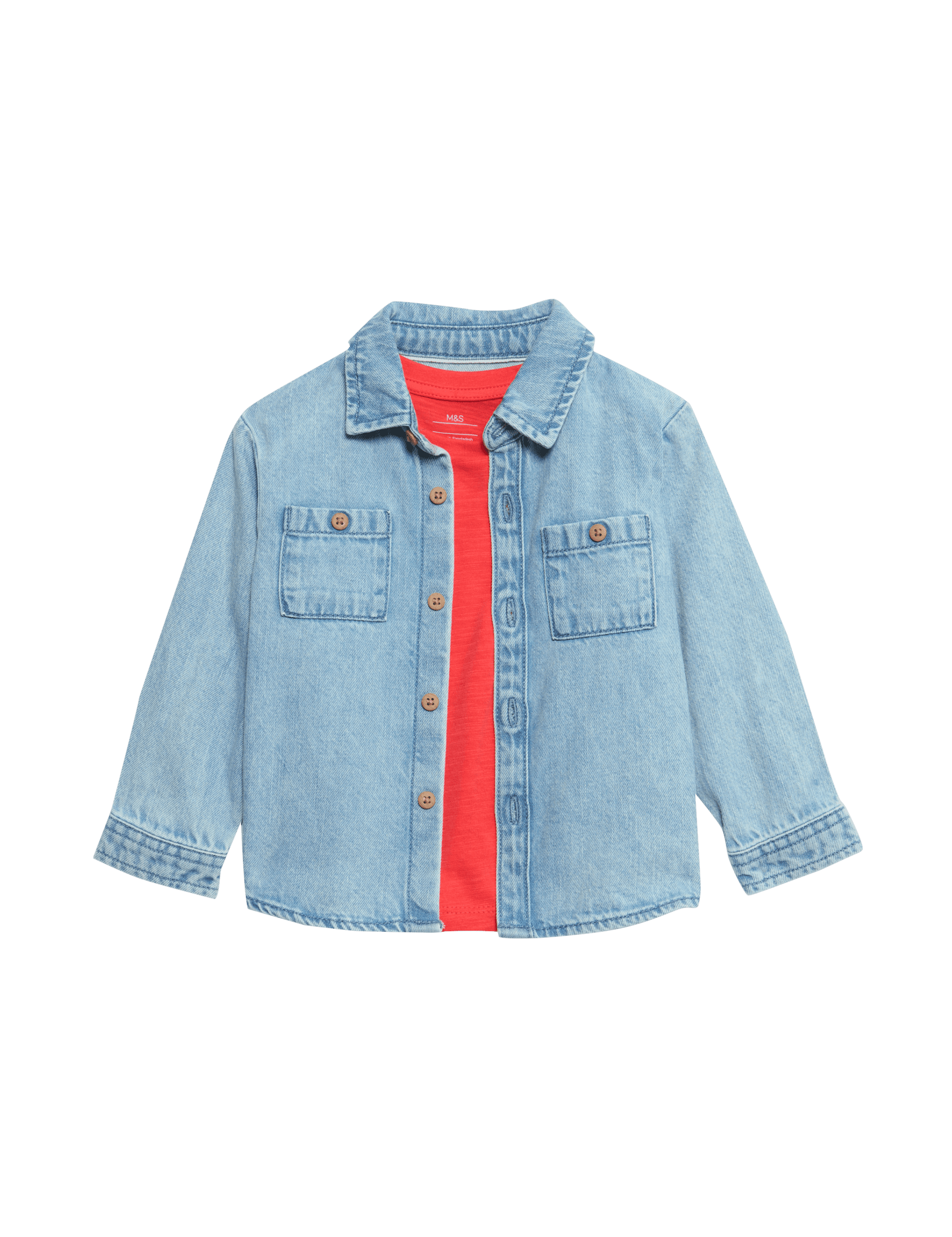 M&S Collection Boys 2pc Denim Shirt & T-Shirt Set (0- 6 Yrs) - 5-6Y, Denim