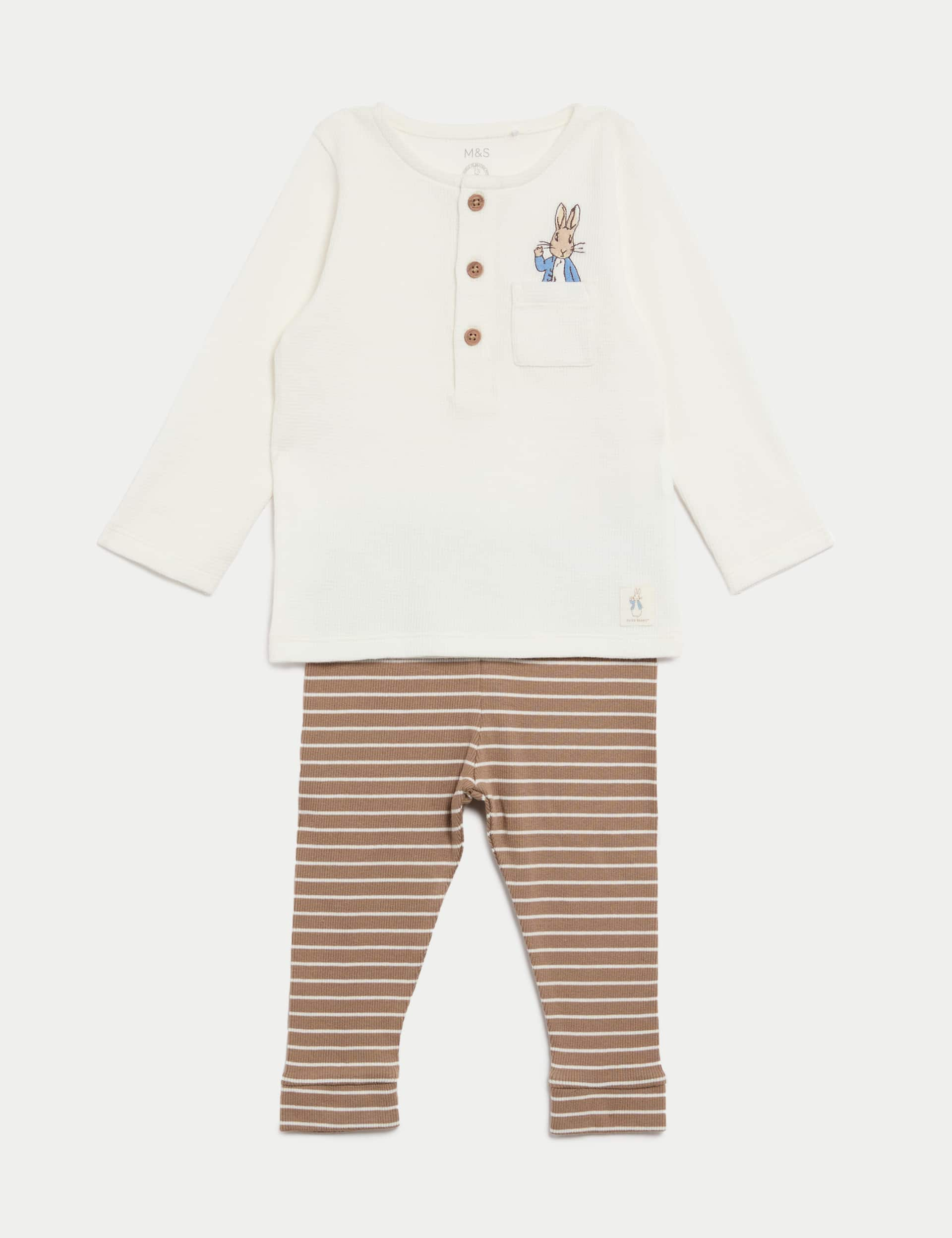 M&S Boys 2pc Cotton Rich Peter Rabbit Outfit (0-3 Yrs) - 3-6 M - Blue Mix, Blue Mix