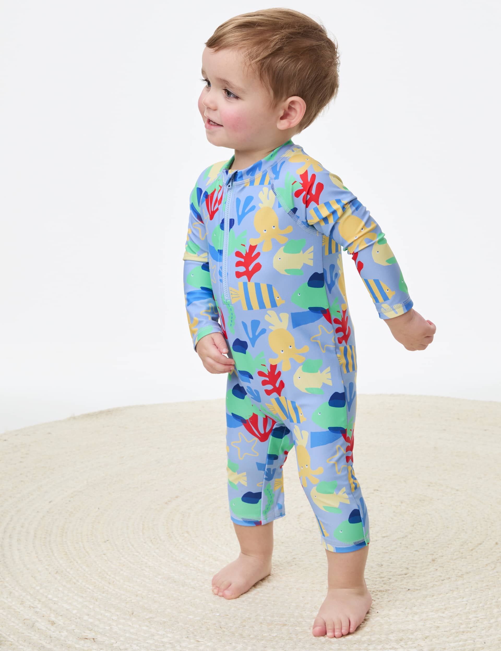 M&S Boys 2pc Sea Print Long Sleeve Swim Set (0-3 Yrs) - 2-3Y - Multi, Multi