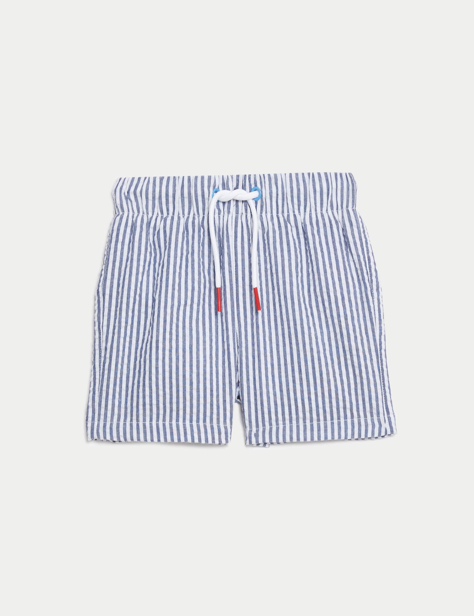 M&S Boys Cotton Blend Striped Swim Shorts (0-3 Yrs)