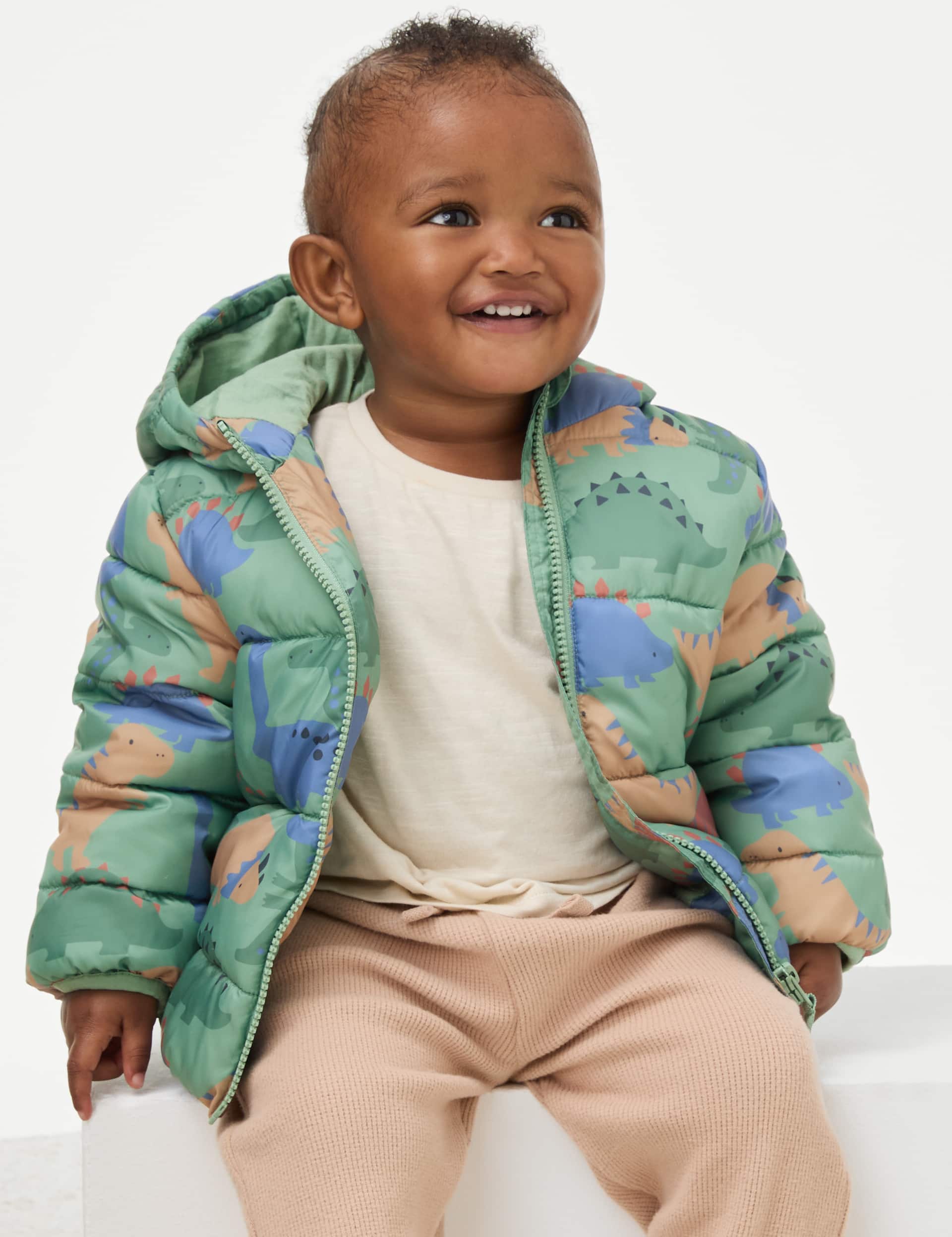 M&S Boys Stormwear  Dinosaur Padded Jacket (0-3 Yrs)