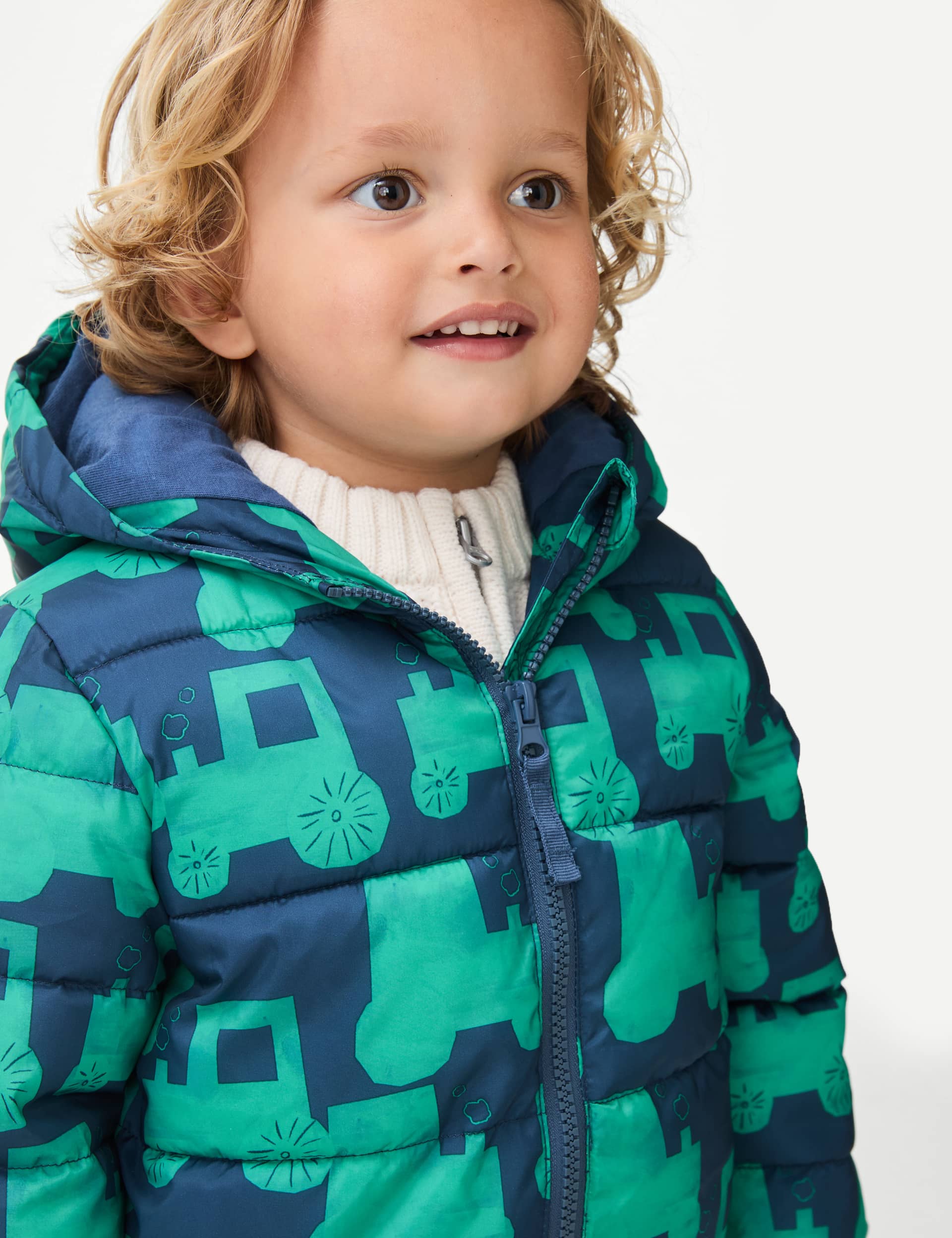 M&S Boys Stormwear Tractor Padded Jacket (0-3 Yrs) - 12-18 - Navy Mix, Navy Mix