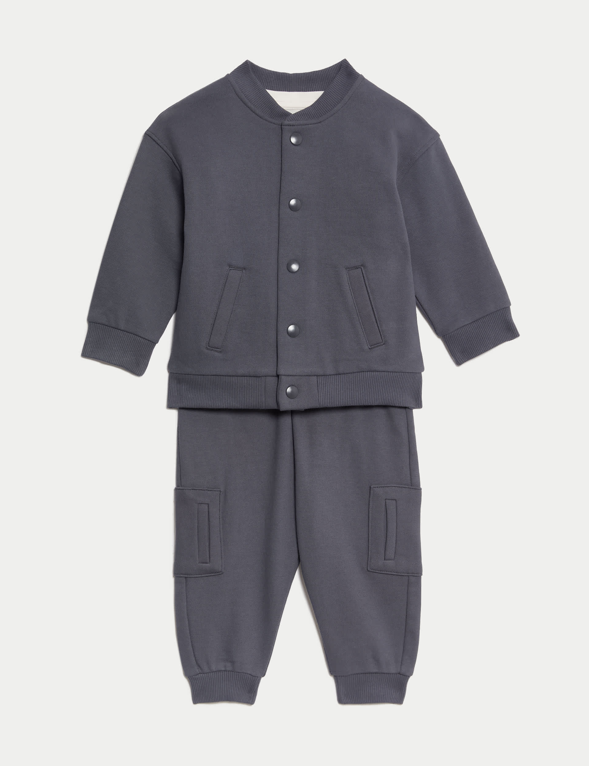 M&S Collection Boys 3pc Cotton Rich Outfit (0-3 Yrs) - 12-18 - Charcoal, Charcoal