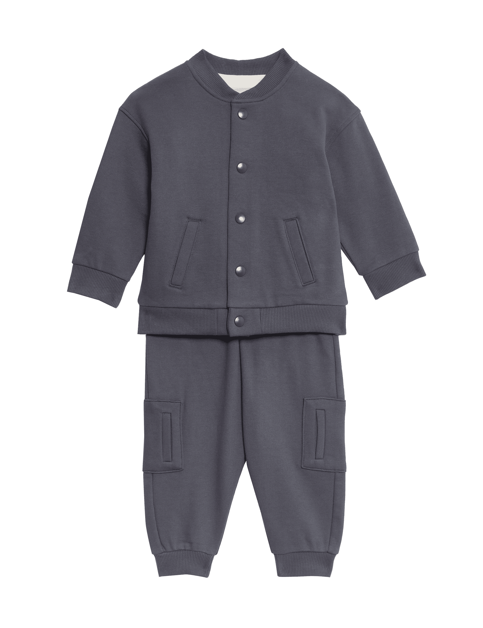 M&S Collection Boys 3pc Cotton Rich Outfit (0-3 Yrs) - 12-18 - Charcoal, Charcoal