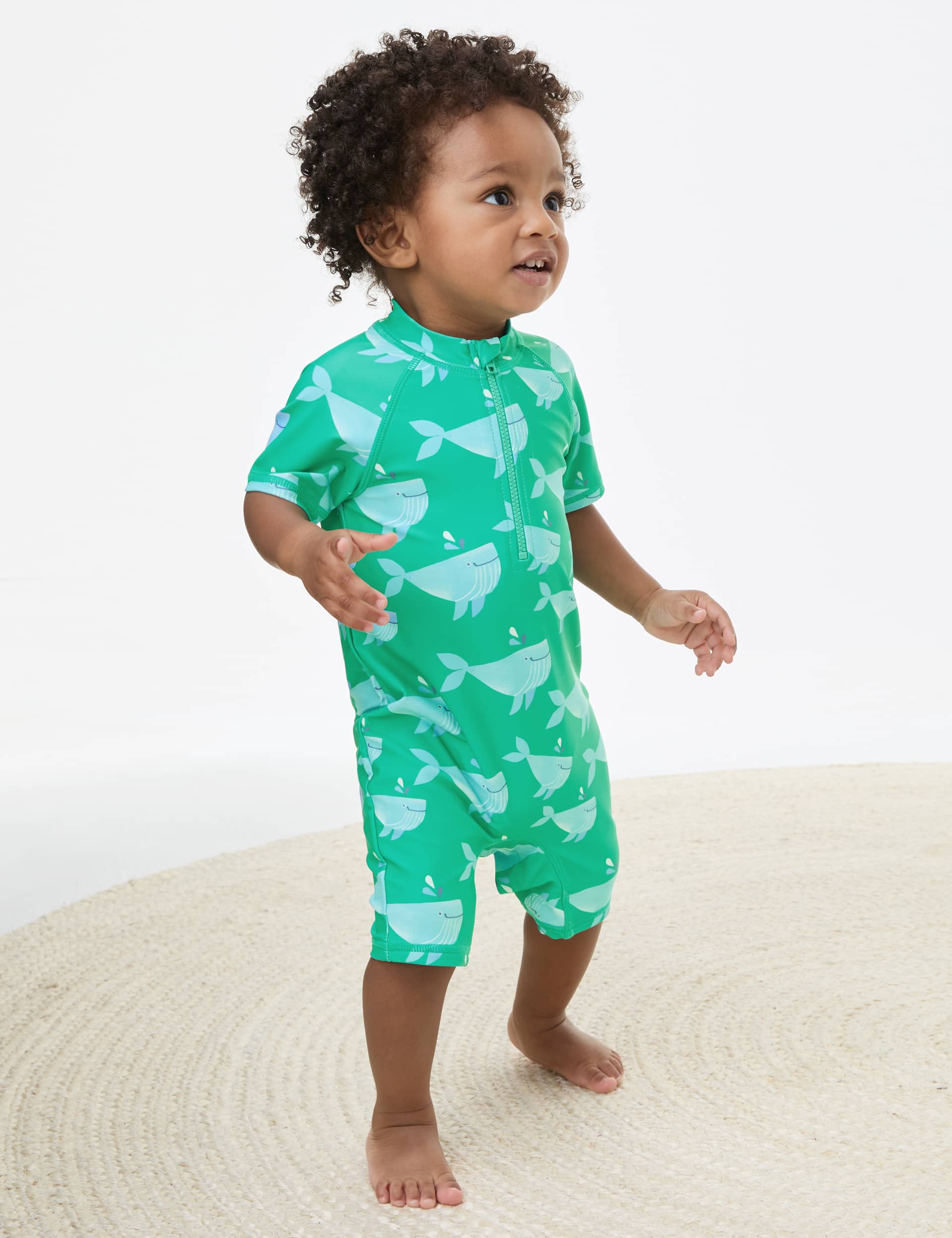 M&S Boys Whale Print Swim Set (0-3 Yrs) - 2-3Y - Aqua Mix, Aqua Mix