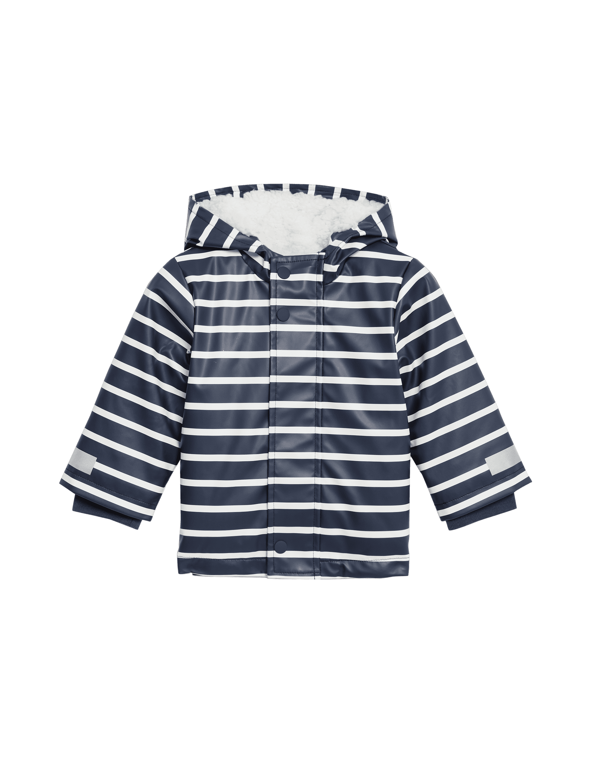 M&S Collection Boys Striped Hooded Fisherman Coat (6 Mths-3 Yrs) - 6-9 M - Navy Mix, Navy Mix