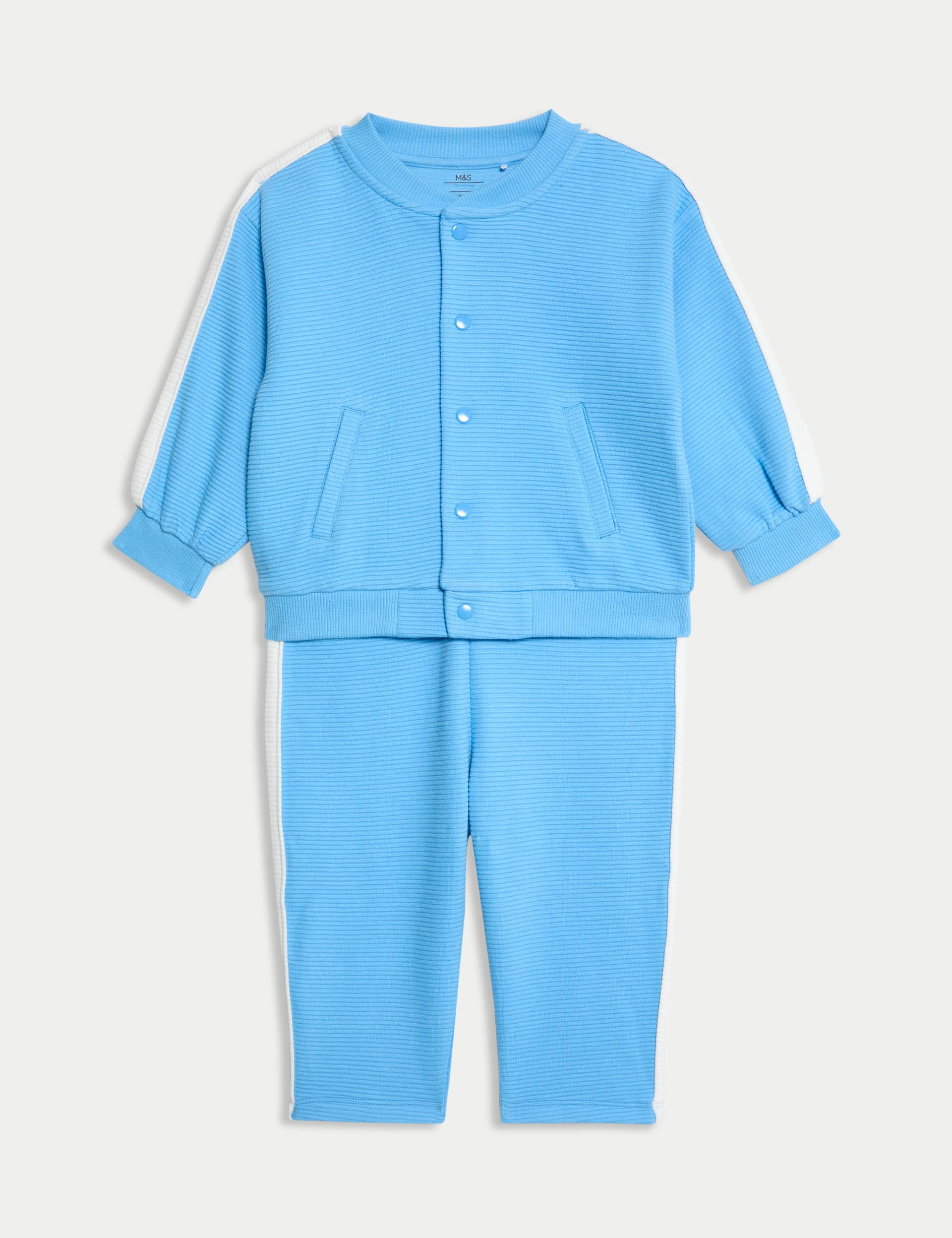 M&S Collection Boys 2pc Pure Cotton Outfit (0-3 Yrs) - 12-18 - Blue, Blue